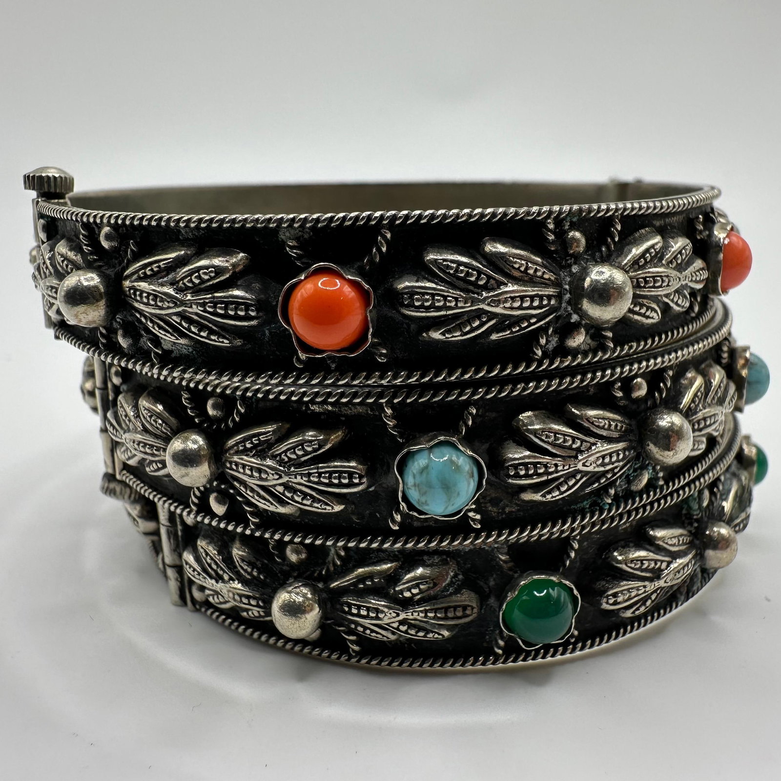 Group of Three Vintage Alp Italy Alpaca Nickel Base Metal Jewelry Cuff Bracelets
