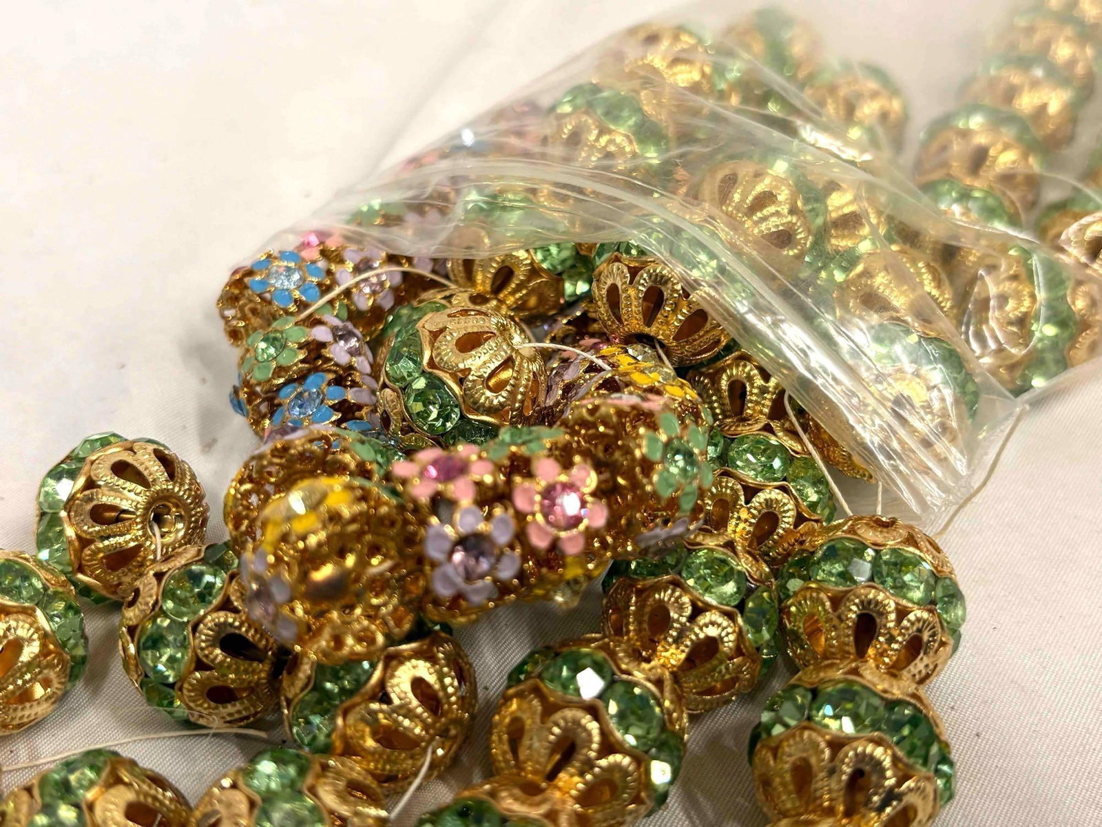 8 Plus Ounces of Colorful Rhinestone Embellished Costume Jewelry Beads (1 of 5)