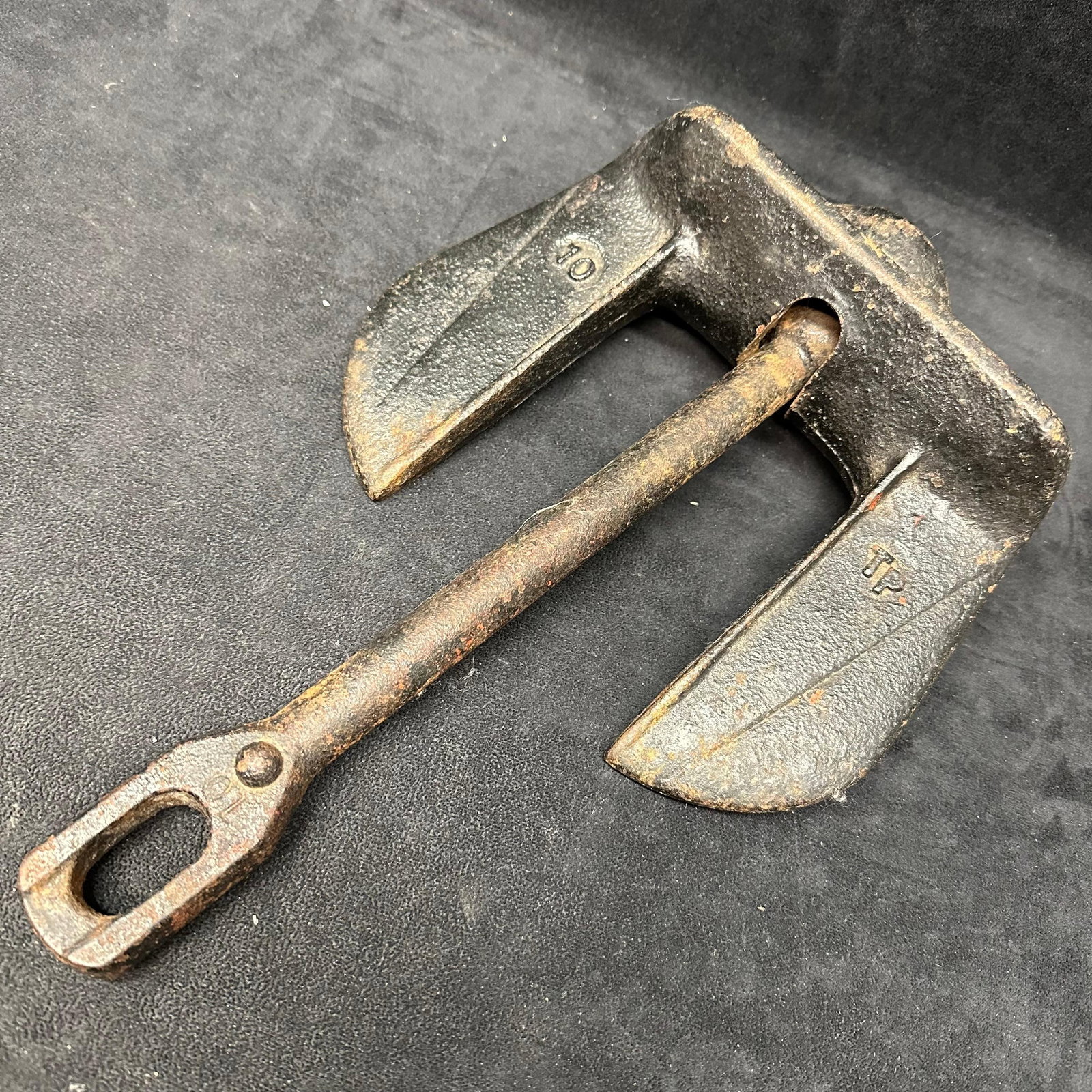 Vintage Cast Iron Double Fluke Anchor Ringed Shank
