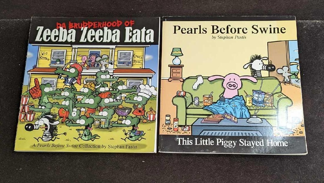 2 Pearls Before Swine Comic Strip Collections: 2 Pearls Before Swine Comic Strip Collections. This lot includes: (1) Da Brudderhood Of Zeeba Zeeba Eata By Stephan Pastis. This softcover book was published by Andrews McMeel Publishing, LLC and was 