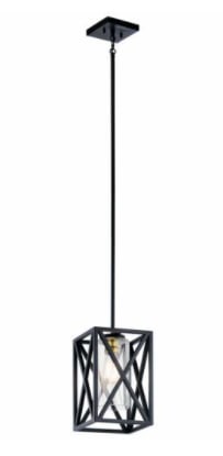 Kichler Lighting Moorgate Mini Pendant Light Black C: Inspired by vintage industrial shipping crates, the 1-light mini pendant in Black from the Moorgate collection features an oversized X pattern in a rich Bronze and Brass finish combination. Knurled so