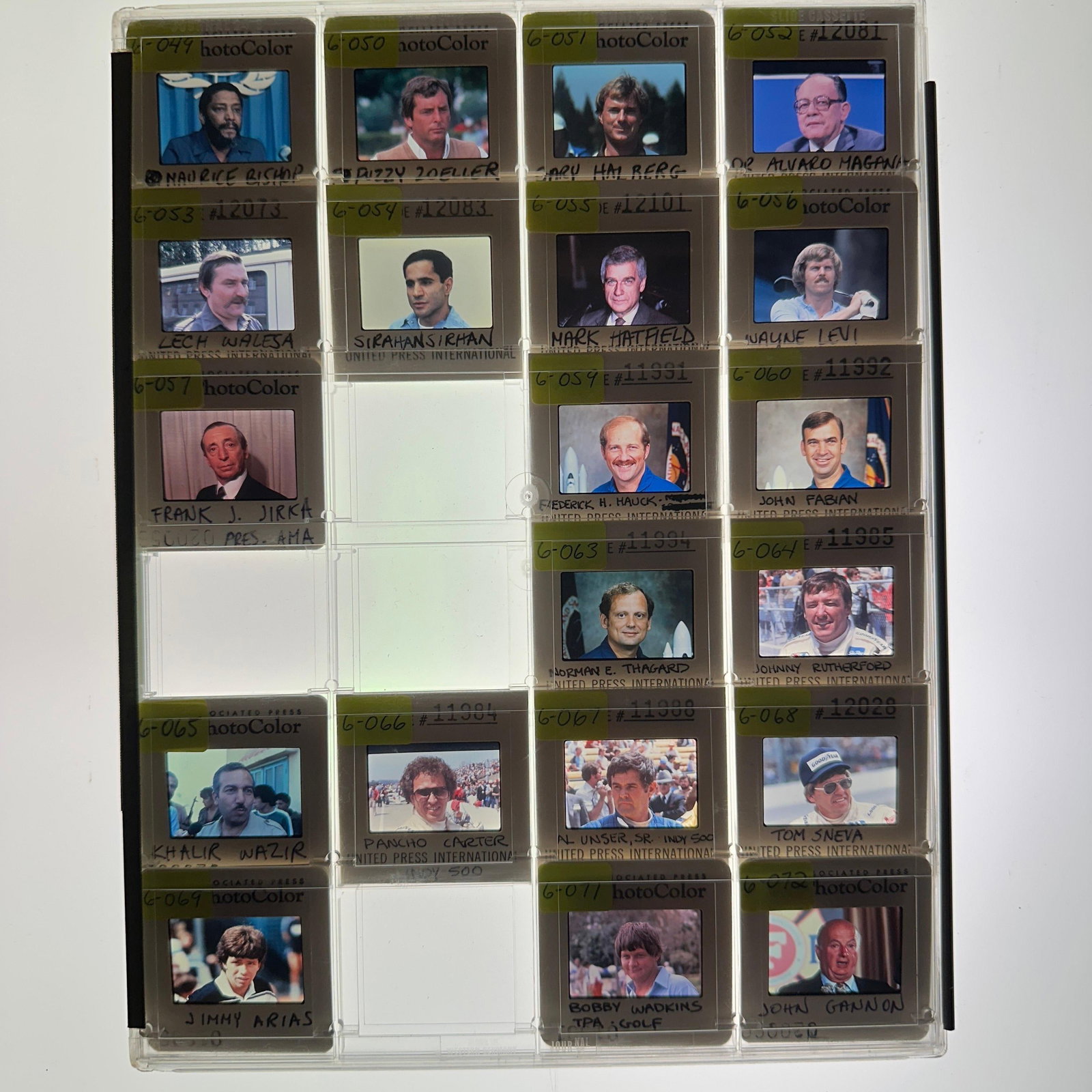 Press Photo Slides Featuring Sirhan Sirhan Lech Walesa Fuzzy Zoeller NASA Astronauts (1 of 11)