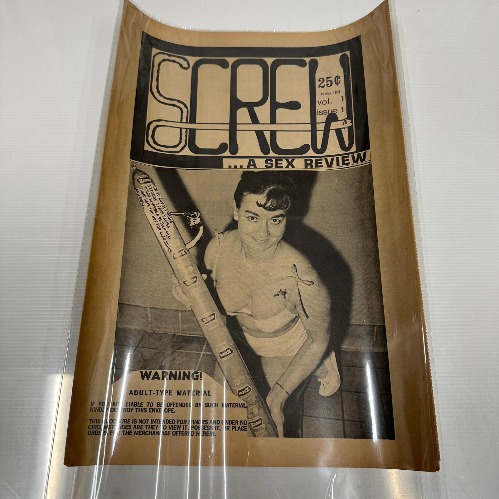 1968 Screw Volume 1 Issue 1 Underground Counterculture Newspaper Magazine A Sex Review: Original Screw… A Sex Review Vol. 1 Issue 1 dated November 29, 1968. Early underground counterculture and adult publication associated with the late 1960s New York free speech movement. Includes