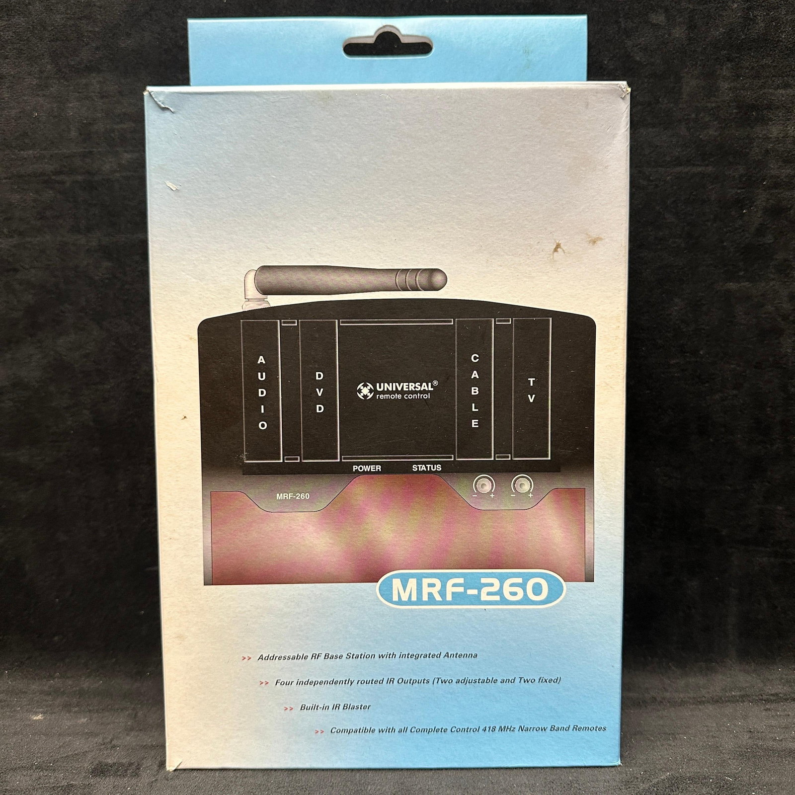 URC MRF-260 Universal Remote Control Base Station: New with original box. MRF-260 RF Base Station. Light surface wear and handling marks are present from use and storage on the outer packaging. Please reference all photos for full details and conditio