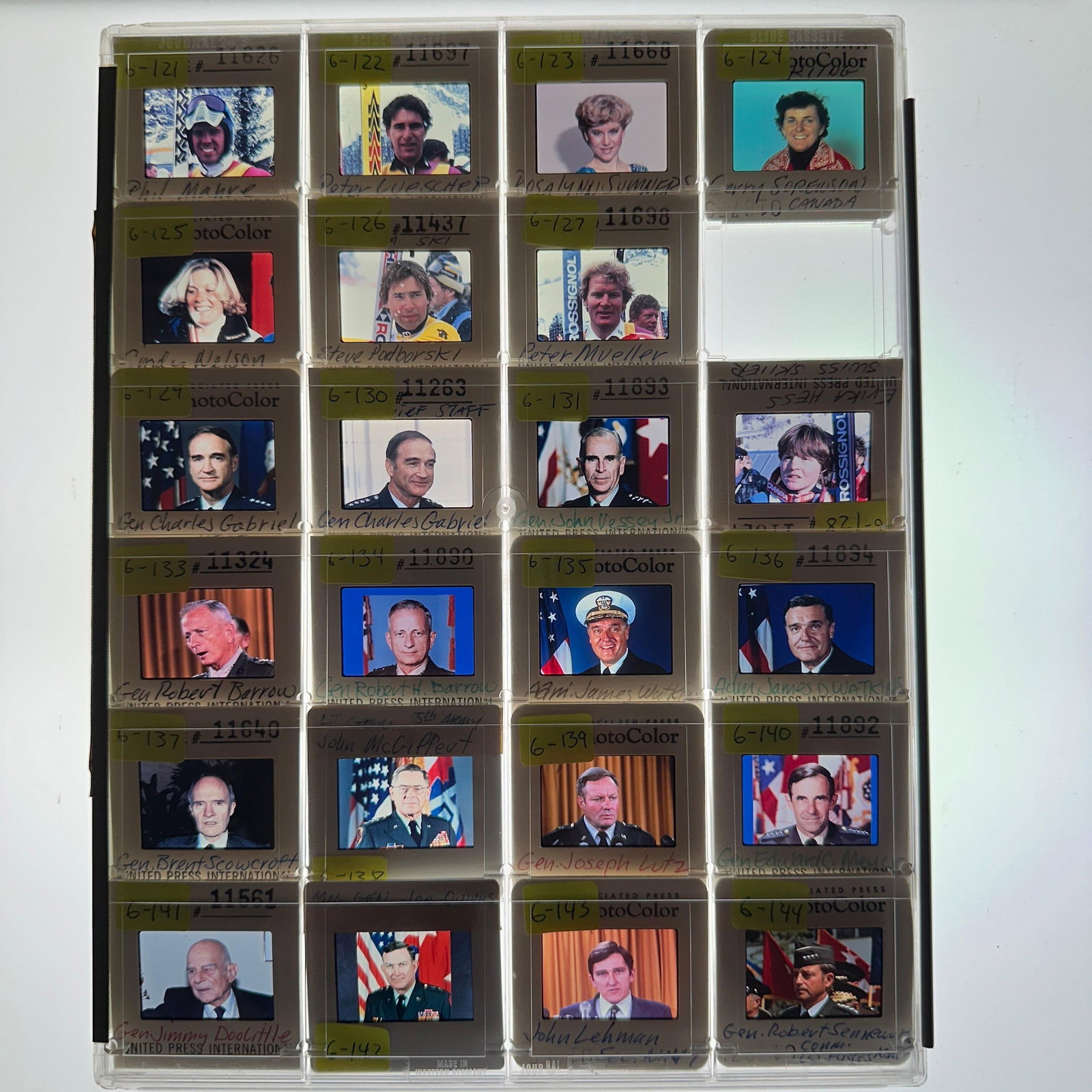 AP Press Photo Slides Featuring Military Leaders Skiers Rosalynn Summers and Public Figures (1 of 9)