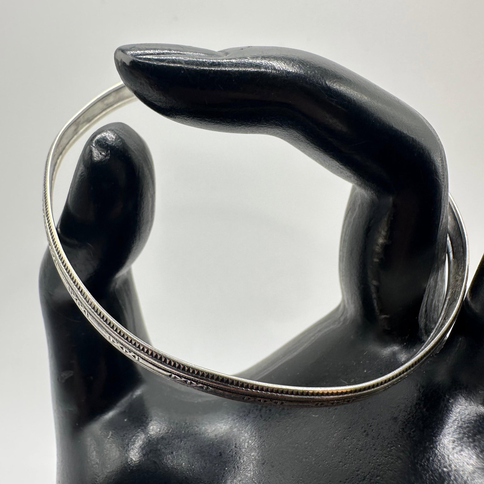 Silver Bangle Bracelet Double XX Pattern - 3