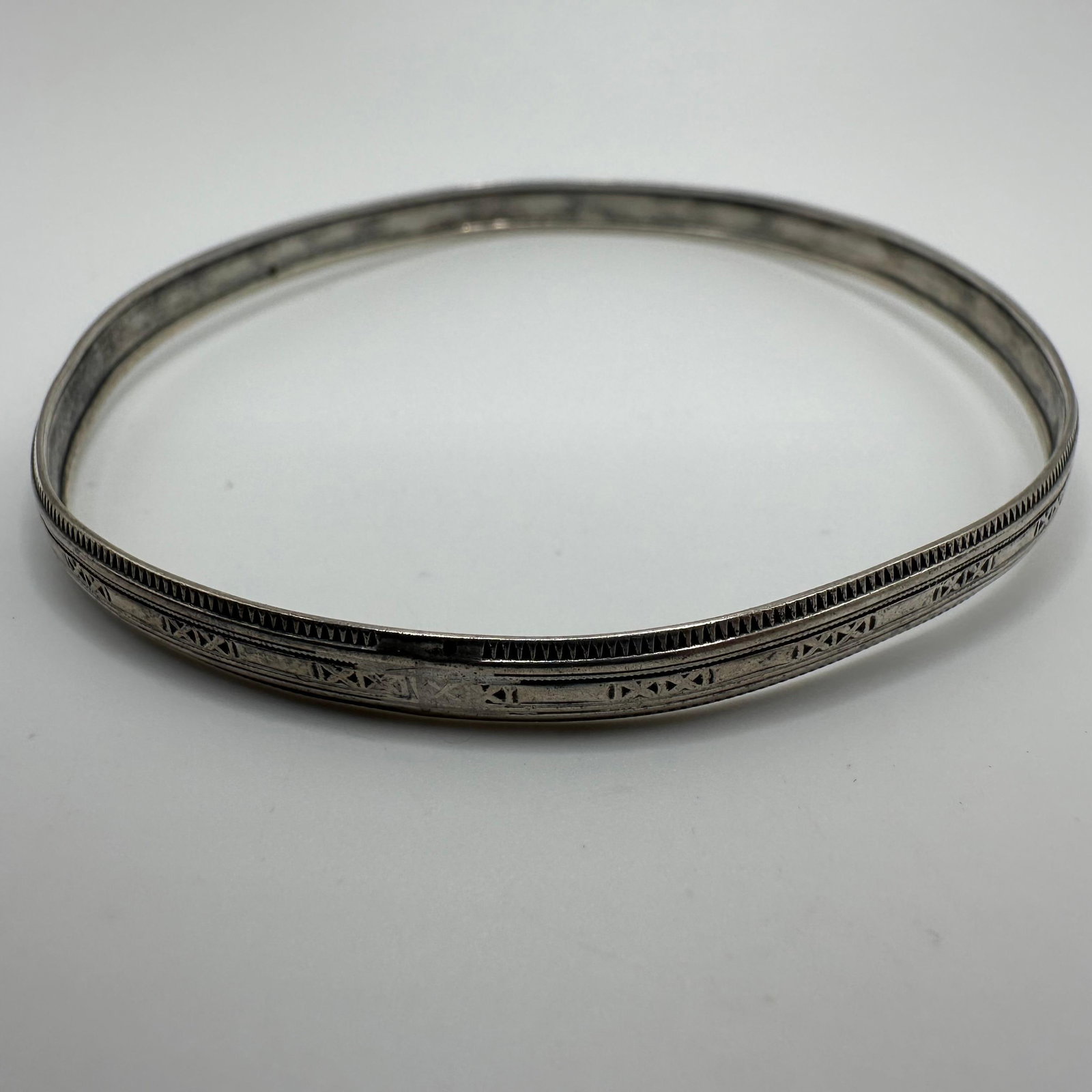 Silver Bangle Bracelet Double XX Pattern - 4