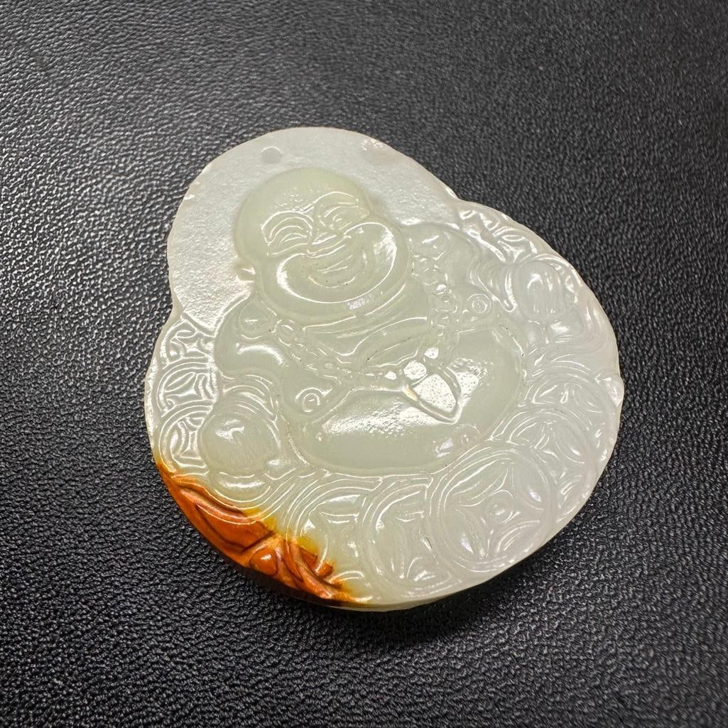White "Mutton Fat" Jade Buddha Pendant: This piece of jewelry has been tested and researched prior to listing. Please view all our pictures they are part of our description. DETAILS: Metal - none Color - Off-White Stones - Nephrite Jade, &#