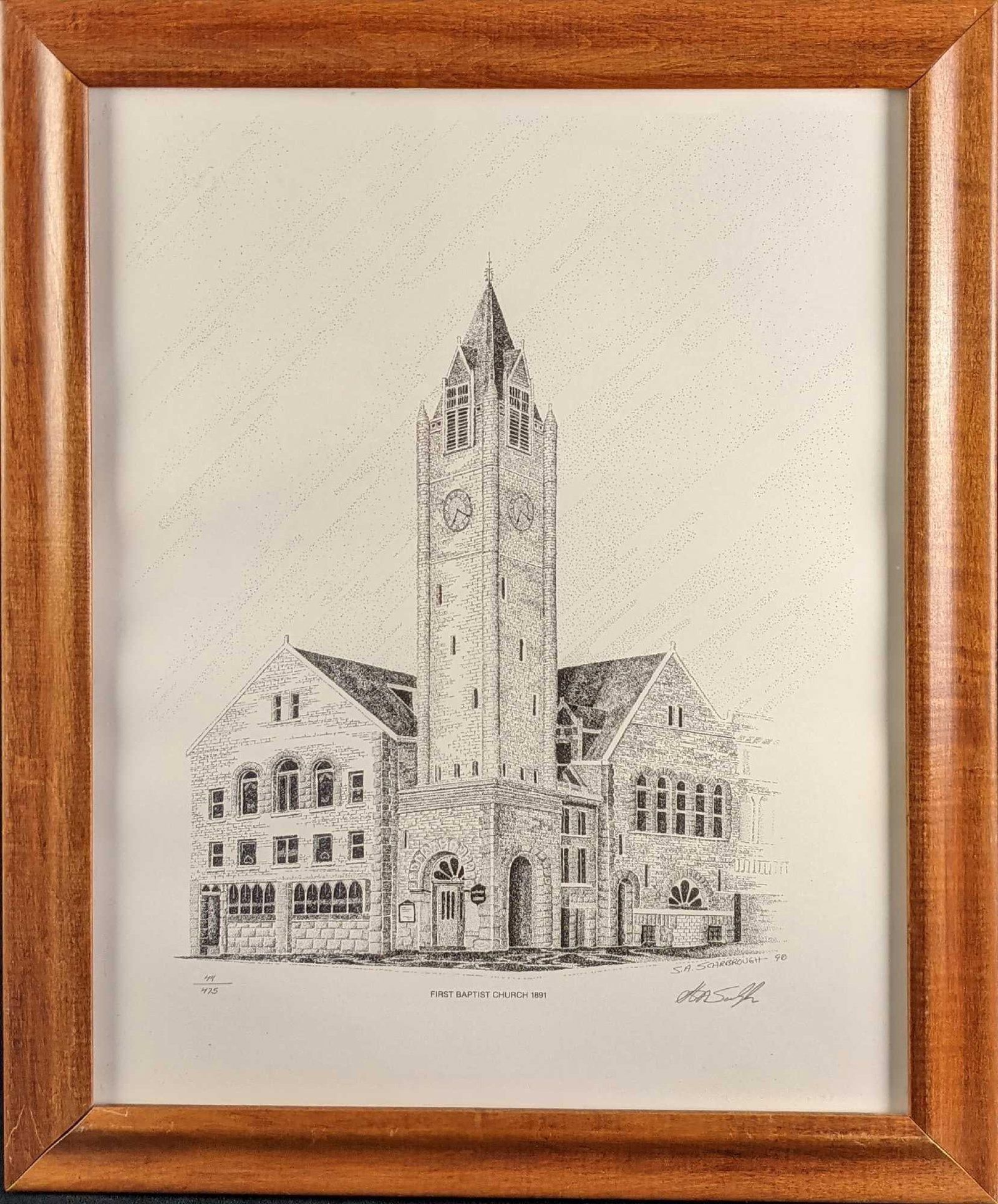 Framed First Baptist Church Print S.A. Scarbrough Print (1 of 5)