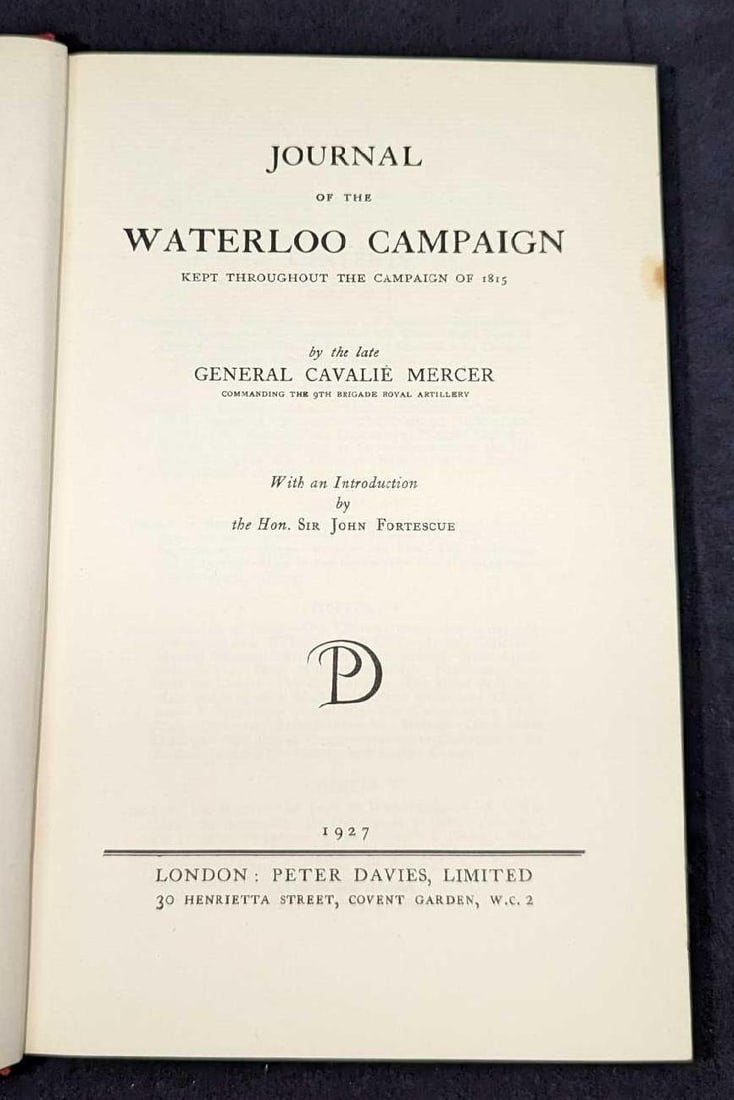 1927 Journal Of The Waterloo Campaign Hardcover