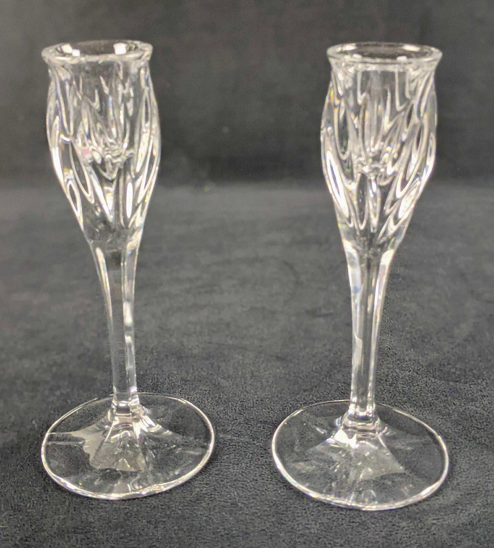Two Clear Crystal Candlesticks - 7