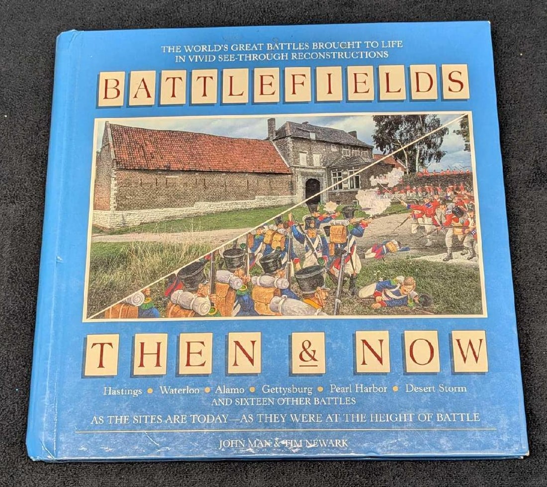 Battlefields Then And Now John Man Hardcover: Battlefields Then And Now John Man Hardcover. Published by MacMillian in 1997. Is approx 9 1/4" x 1/2" x 9" and it weighs 1.46lb. It is in a good, used condition with light shelf-wear