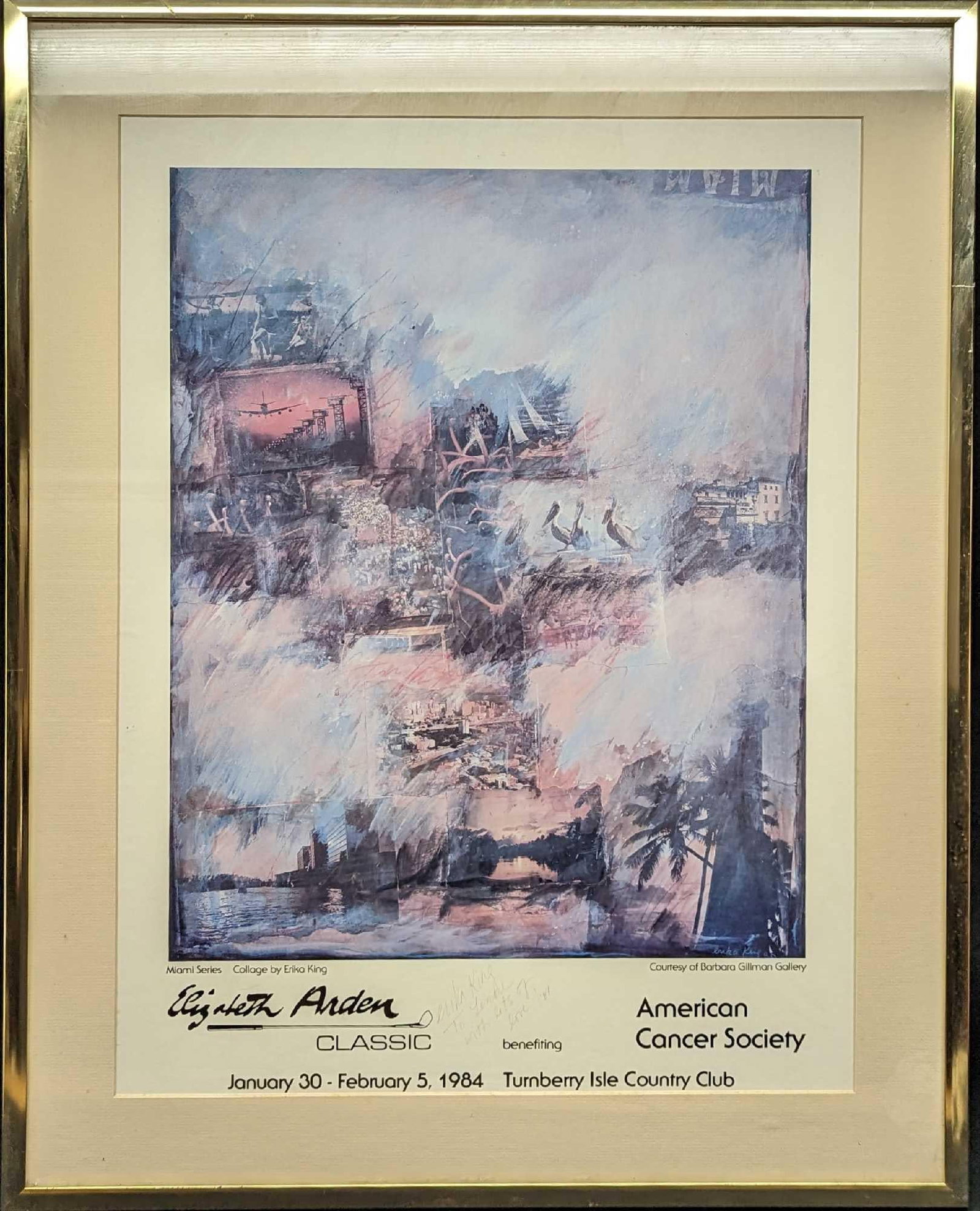 Framed Erika King Elizabeth Arden Classic Print: Framed Erika King Elizabeth Arden Classic Print. This was for the 1984 golf tournament which was held at the Turnberry Isle Country Club. The print was signed by the artist under the image o