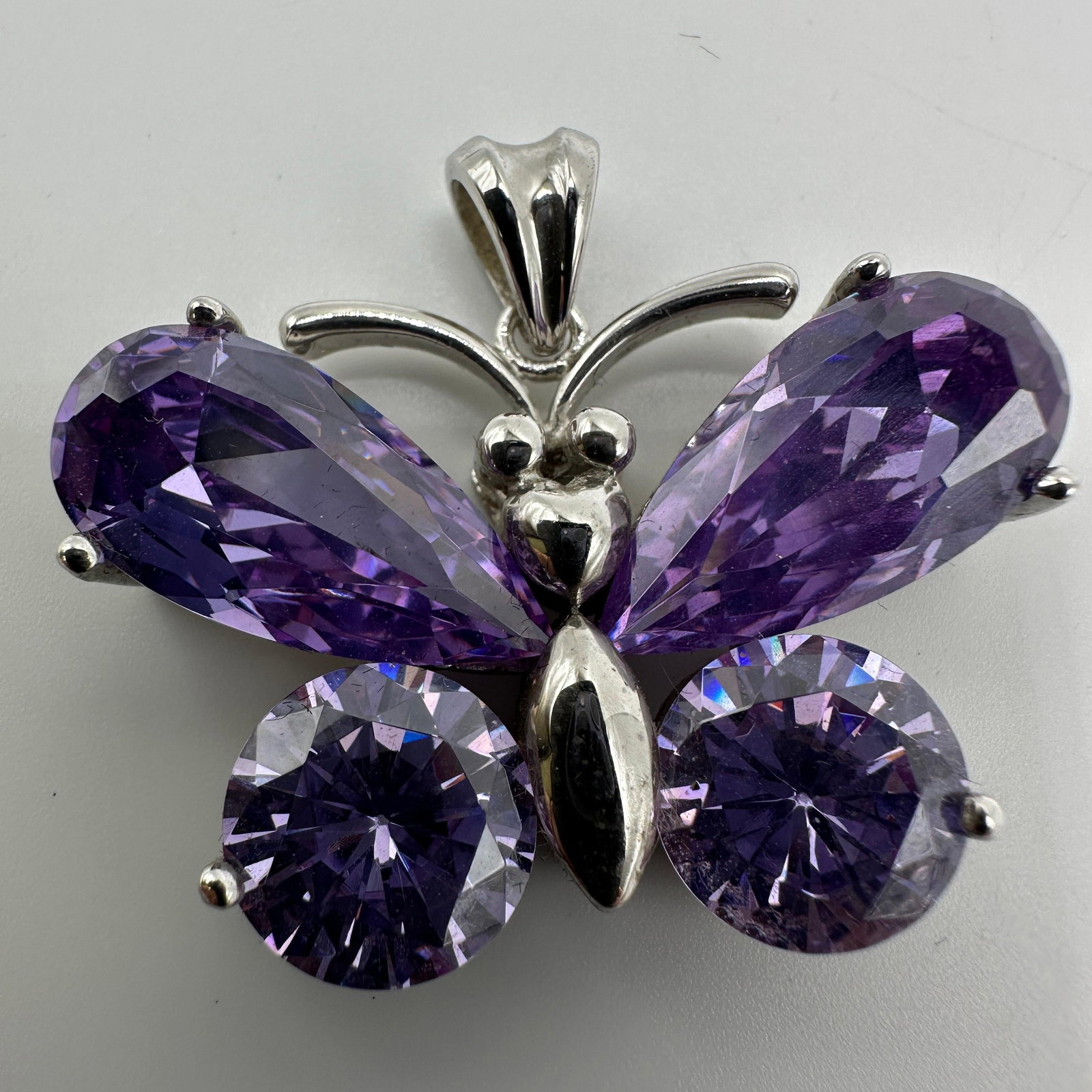 Amethyst Butterfly 925 Sterling Silver Pendant