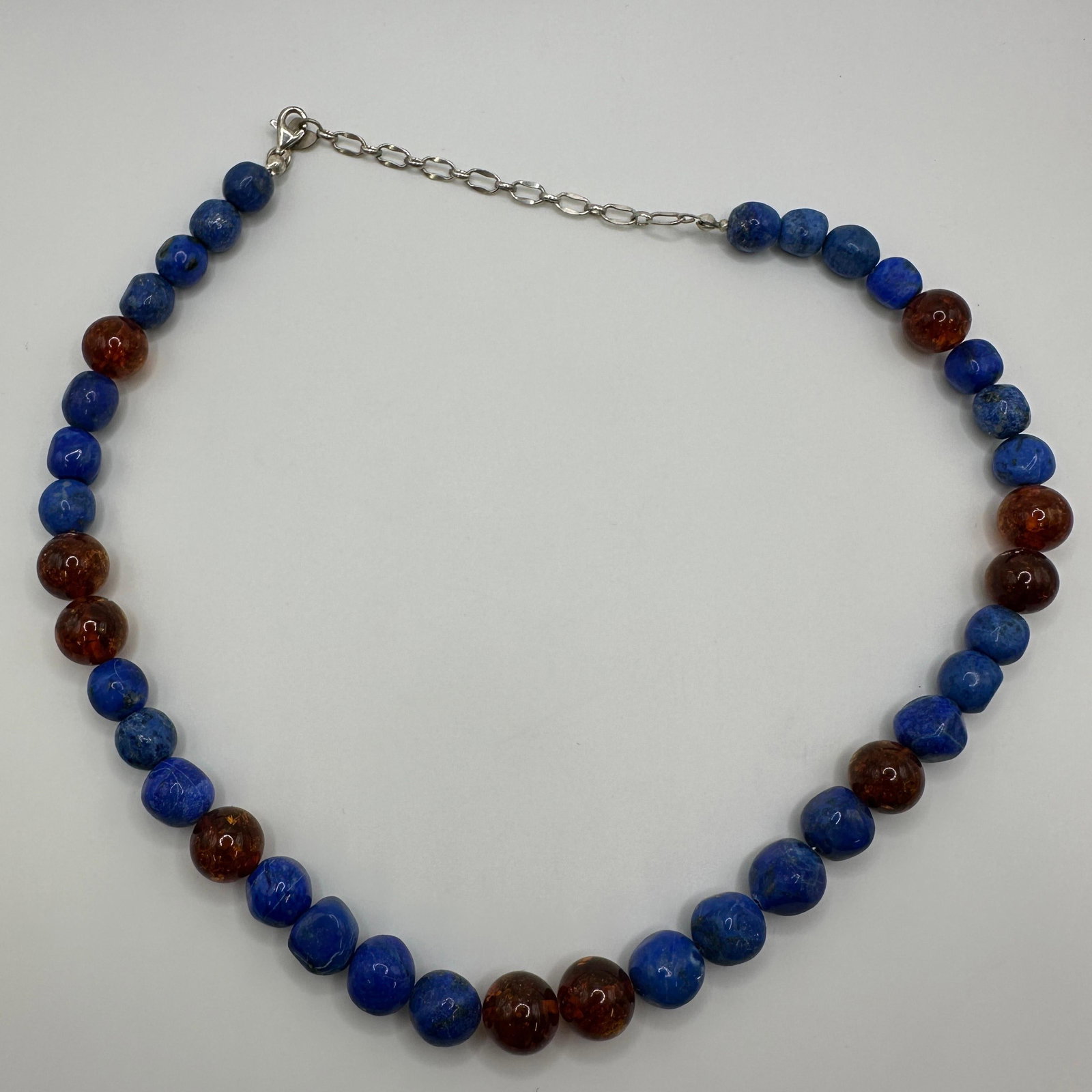Jay King DTR Necklace Blue Lapis Lazuli and Amber 925 Sterling Silver: This item is in good pre-owned, previously used/displayed condition with noticeable light wear and surface scratches. Please reference all photos for full details. This piece of jewelry has been caref