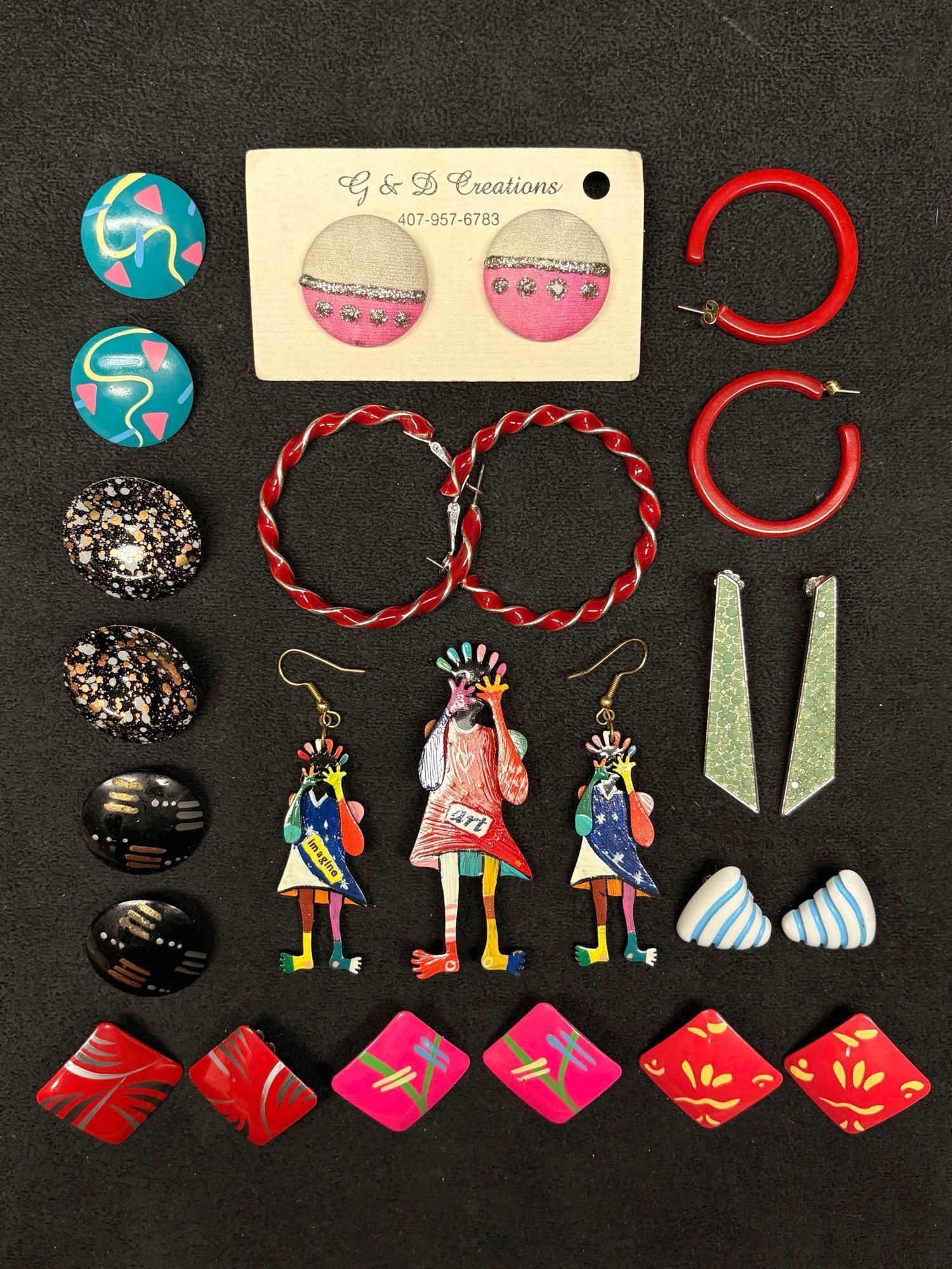 13pc 1980s and 90s Geometric and Color Blocked Costume Jewelry Collection