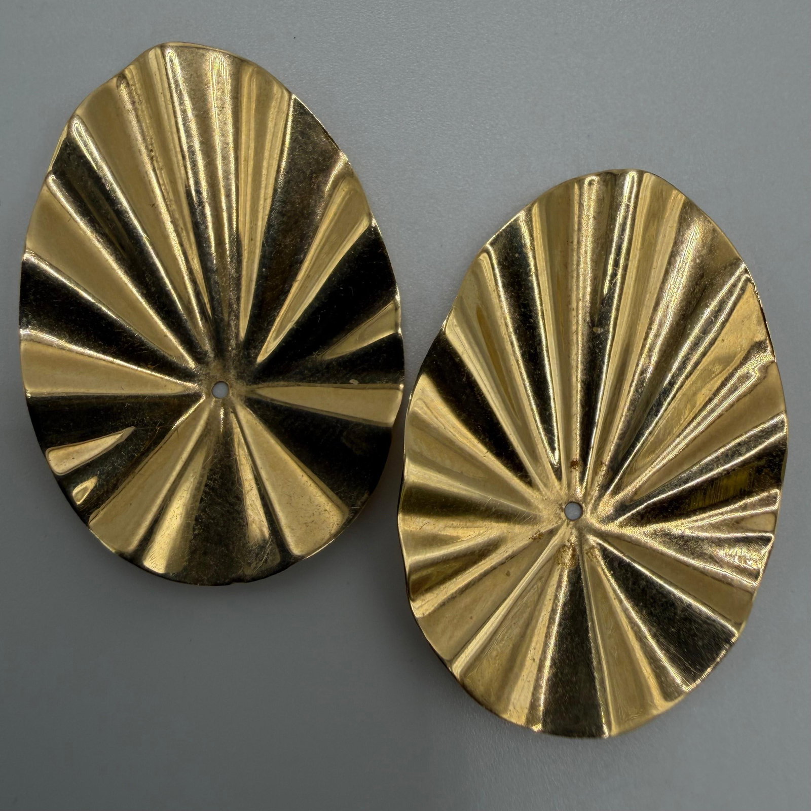 14K Yellow Gold Earring Enhancers Fan Shaped Sunburst Design