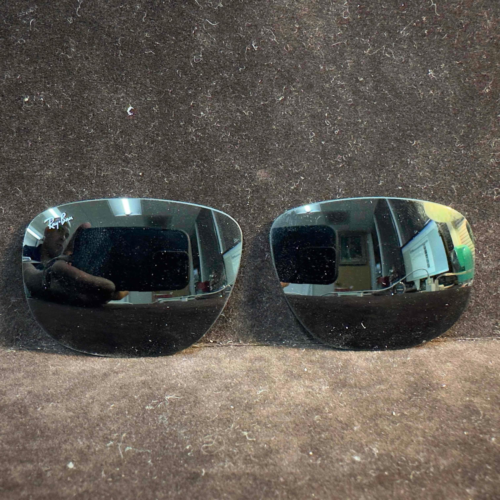 Genuine Ray Ban Replacement Lenses 60 mm Lens Loose: Genuine Ray Ban Replacement Lenses 60 mm Lens Loose. These lenses are loose replacement Ray Ban 60mm sunglasses lens. Each lens shows light wear with some scratches. This item is in pre-owned,