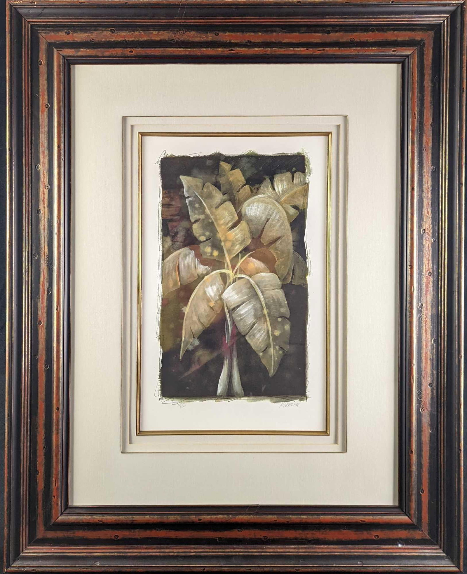 Framed Limited Edition S Morrison Evening Frond 3 Print: Limited Edition Framed Giclee Print of "Evening Frond 3" By S. Morrison. This print is #37 out of #450. The framed print is approx 31 5/8" x 1 3/4" x 39 1/2" and it weighs 20.50lbs. The print/image is