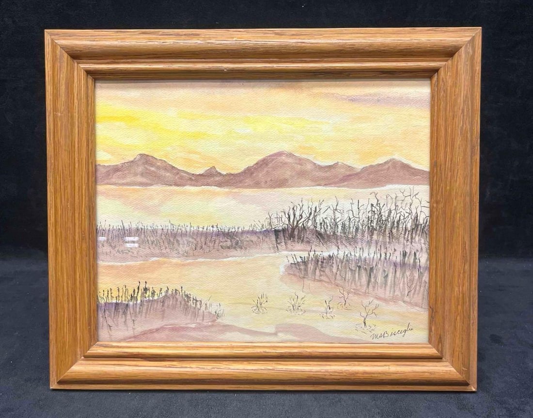 Original Framed Watercolor By Mike Bisceglia: This lot contains a Original Framed Watercolor By Mike Bisceglia. Bisceglia is a retired teacher and football coach who recently took up painting in his free time. After taking watercolor classes at S