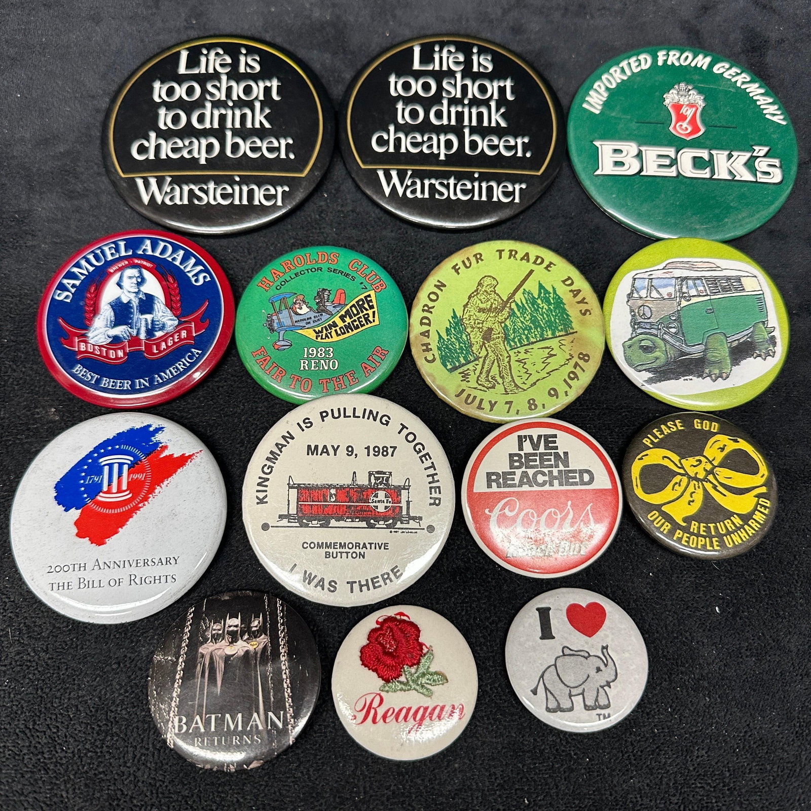 Vintage Advertising Political Pop Culture Pinback Button Lot (1 of 6)