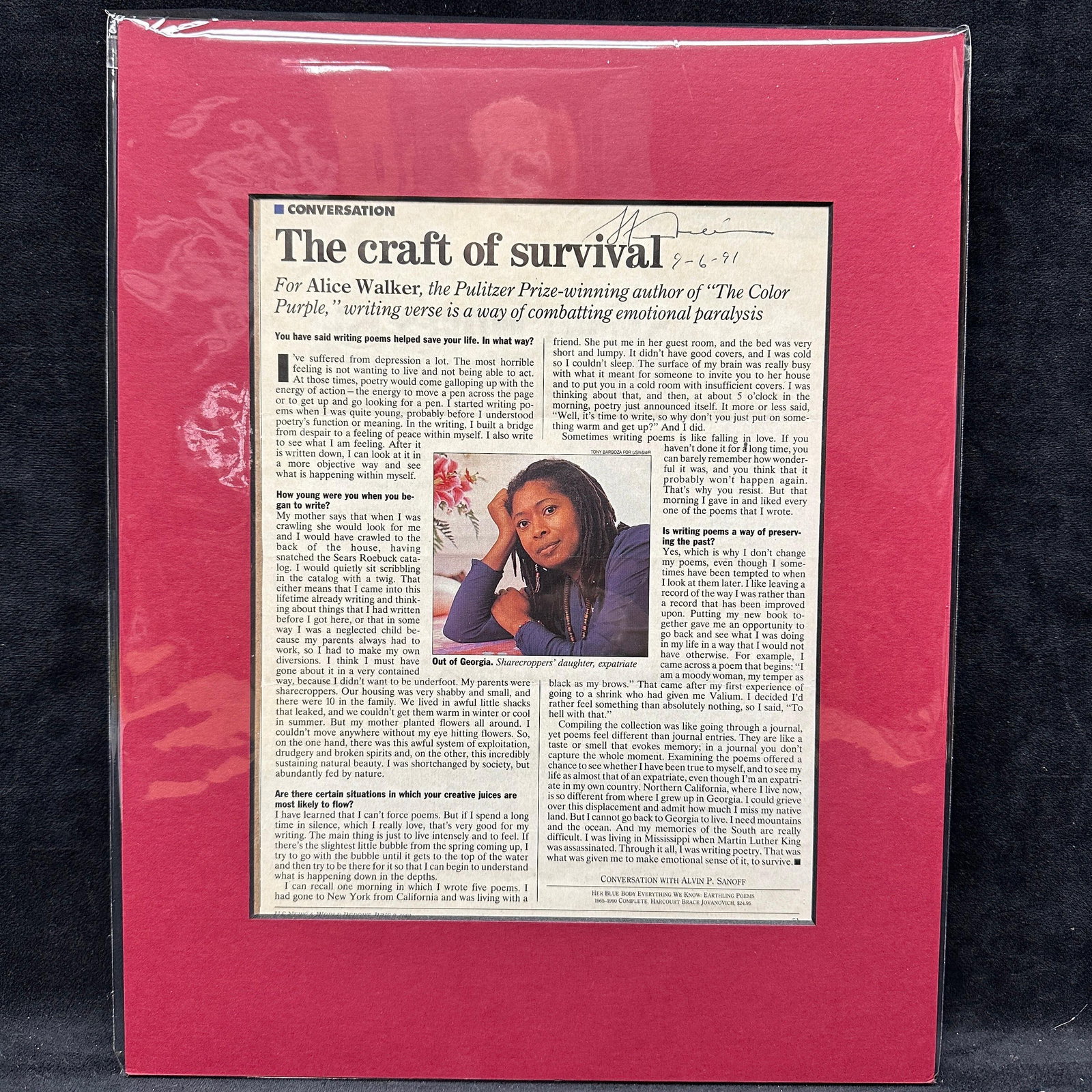 Alice Walker Author Color Purple Signed Magazine Insert Page (1 of 5)