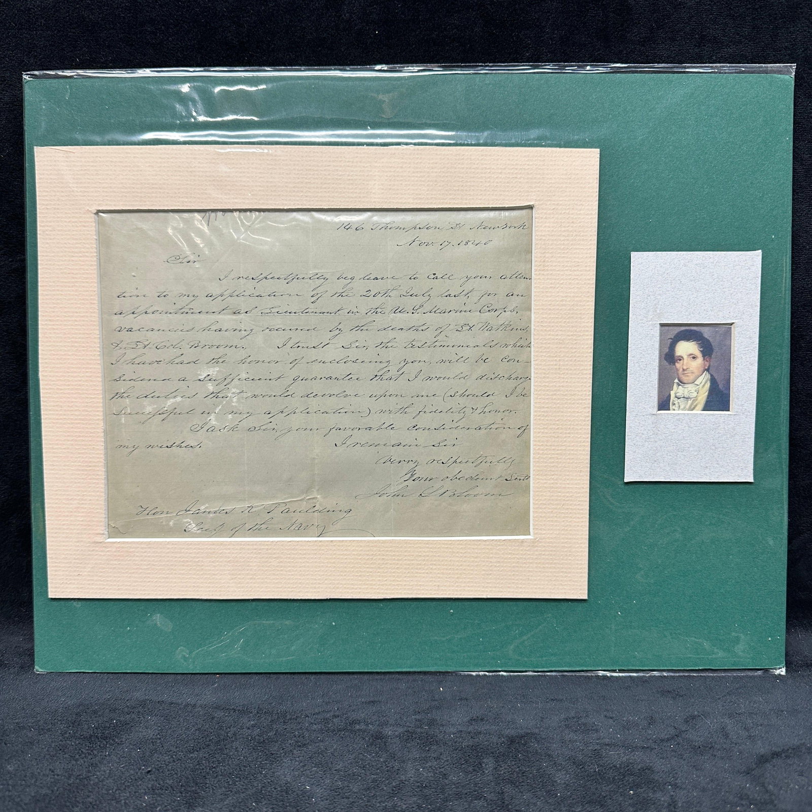 James Kirke Paulding Autograph Letter Signed 1840 US Marines (1 of 3)