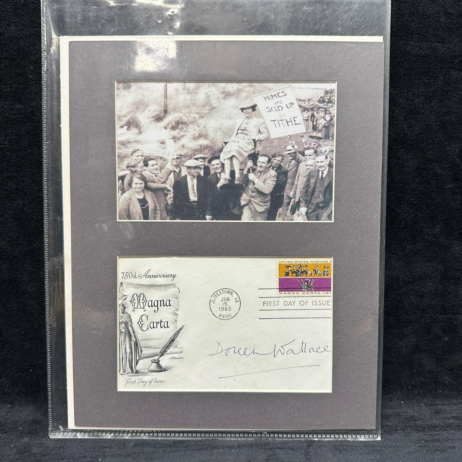 Magna Carta Anniversary First Day Cover Signed Doreen Wallace Framed Display
