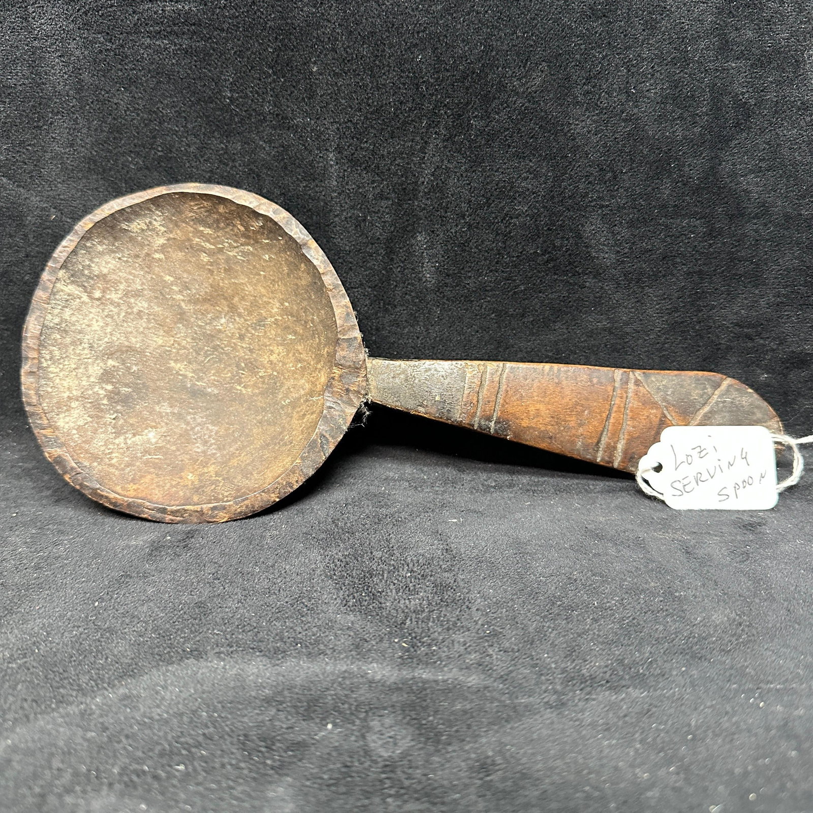 Serving Spoon Lozi Tribe Early 20th Century Zambia: This folk-art piece is in pre-owned, previously displayed condition with noticeable wear and surface scratches/markings. This is a vintage/antique, unique piece with imperfections. Please reference al
