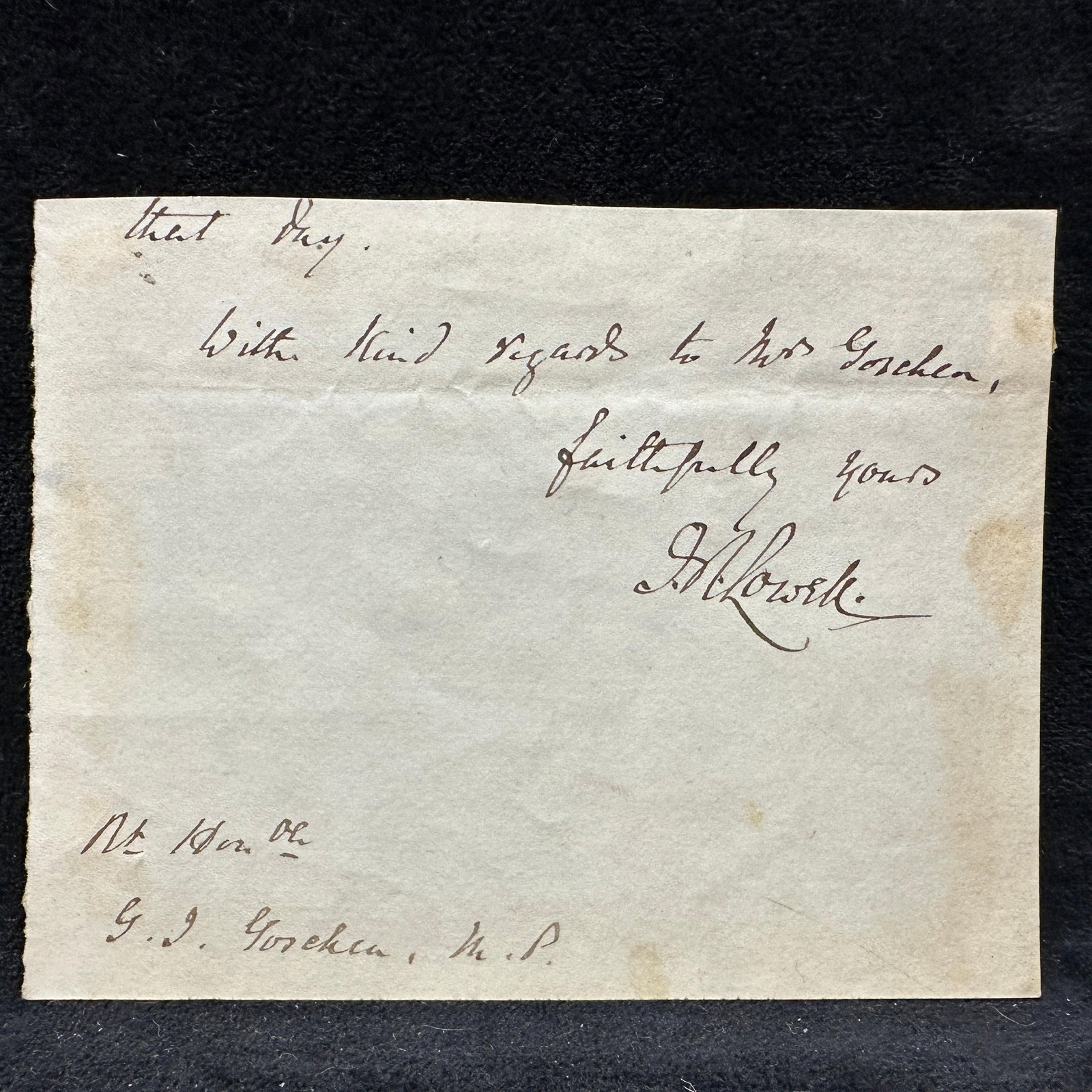 James Russell Lowell Autograph Signed Letter: The signature of the American poet James Russell Lowell was cut from a letter written. No COA. Mild handling wear is present. Mild wear from handling and storage. Pre-owned, overall good condition