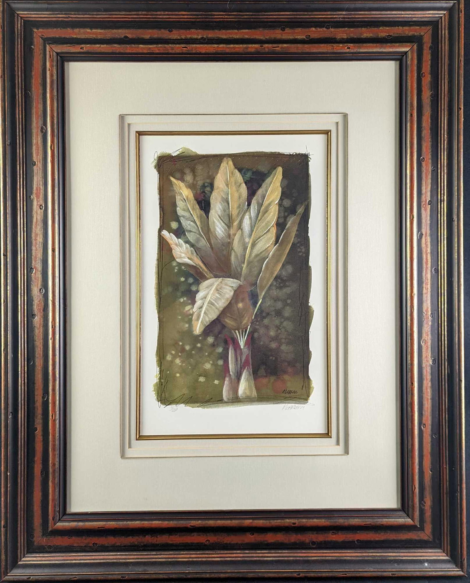Limited Edition Framed Giclee Print of "Evening Frond 4" By S. Morrison: Limited Edition Framed Giclee Print of "Evening Frond 4" By S. Morrison. This print is #31 out of #450. The framed print is approx 31 5/8" x 1 3/4" x 39 1/2" and it weighs 20lbs. The print/image is ap