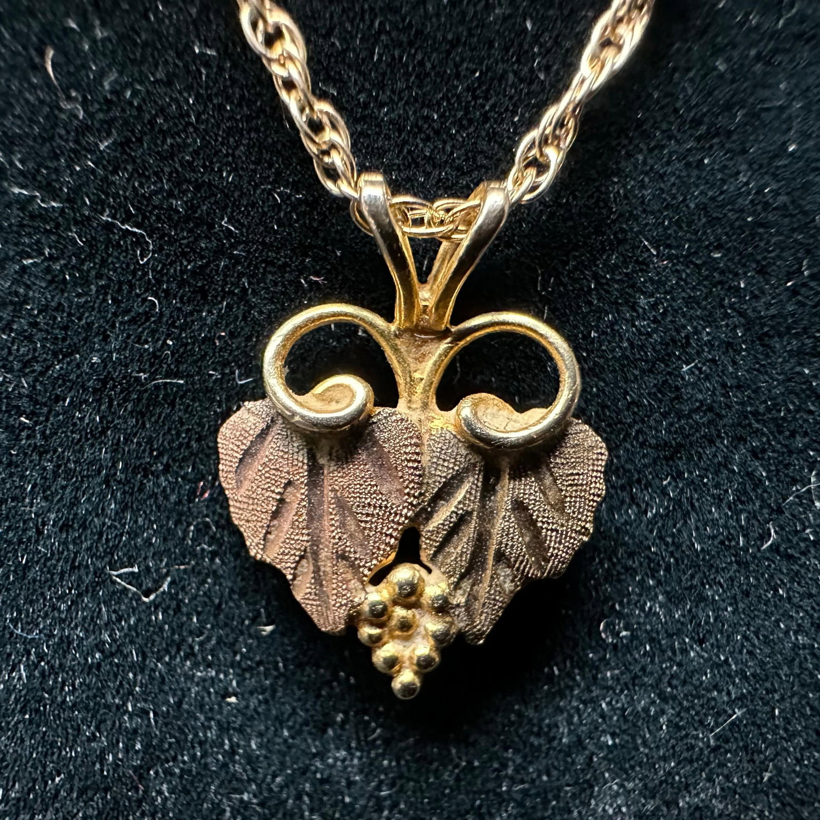 12K Gold Leaf Pendant and 14K Fine Jewelry Necklace Black Hills
