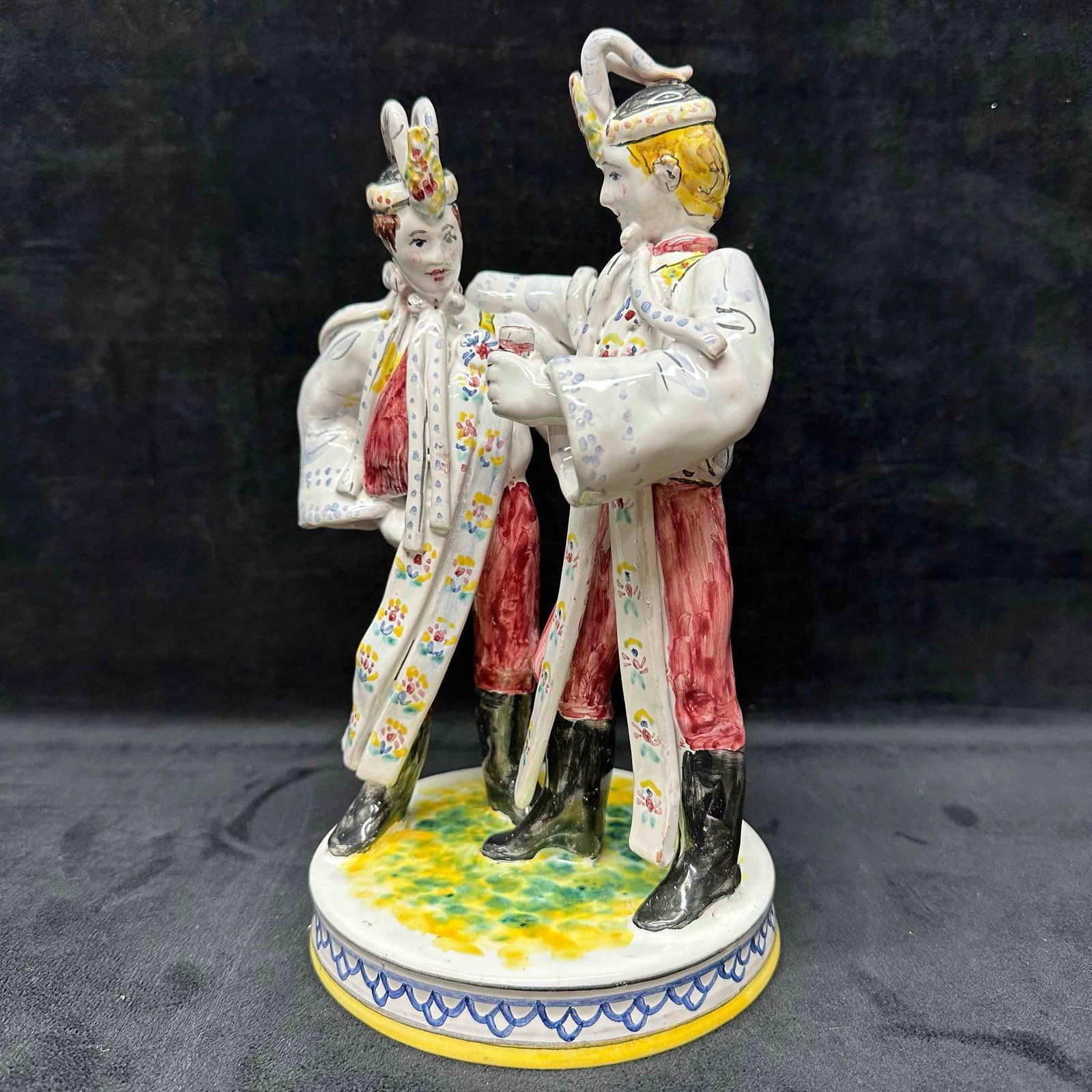 European Men Aristocratic Standing Porcelain Ceramic Pottery Figure R153: European Men Aristocratic Standing Porcelain Ceramic Pottery Figure. ZZ 1992 marking on the bottom of this piece. This item is in pre-owned, previously displayed condition with normal light wear, and 