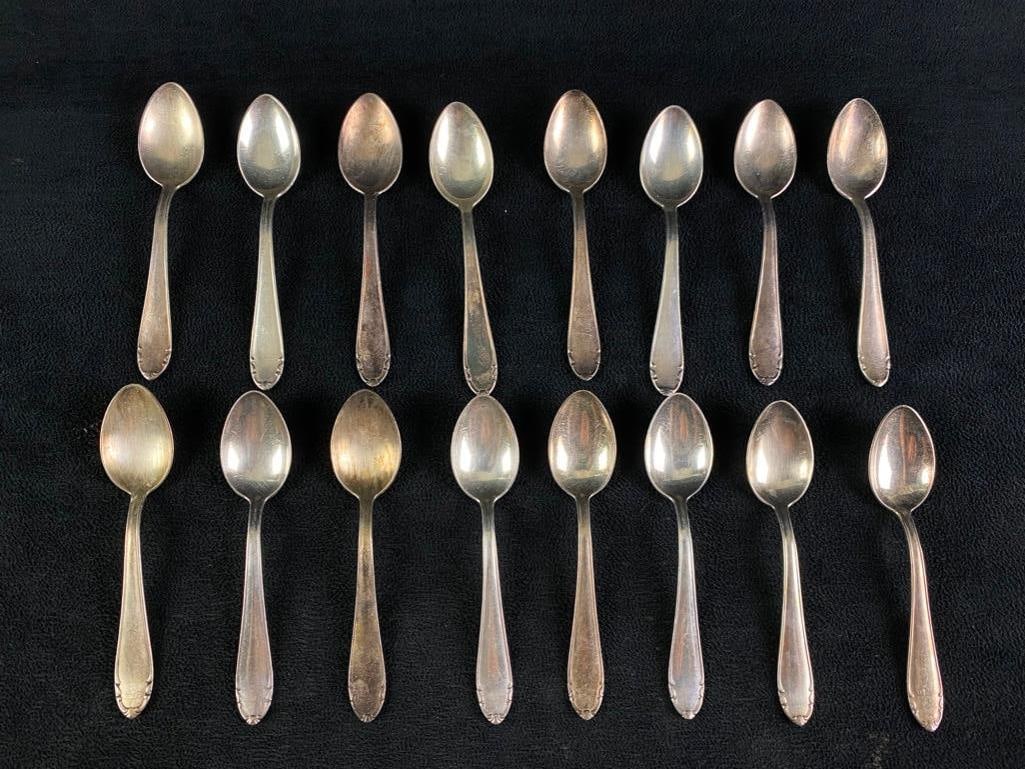 16 BMF Silverplate Teaspoons: 16 BMF Silverplate Teaspoons Lot of 16 silver-plated teaspoons by Bergische Metallwaren Fabrik in Germany. The spoons are marked BMF90 on the back. In good condition with some tarnish and sc