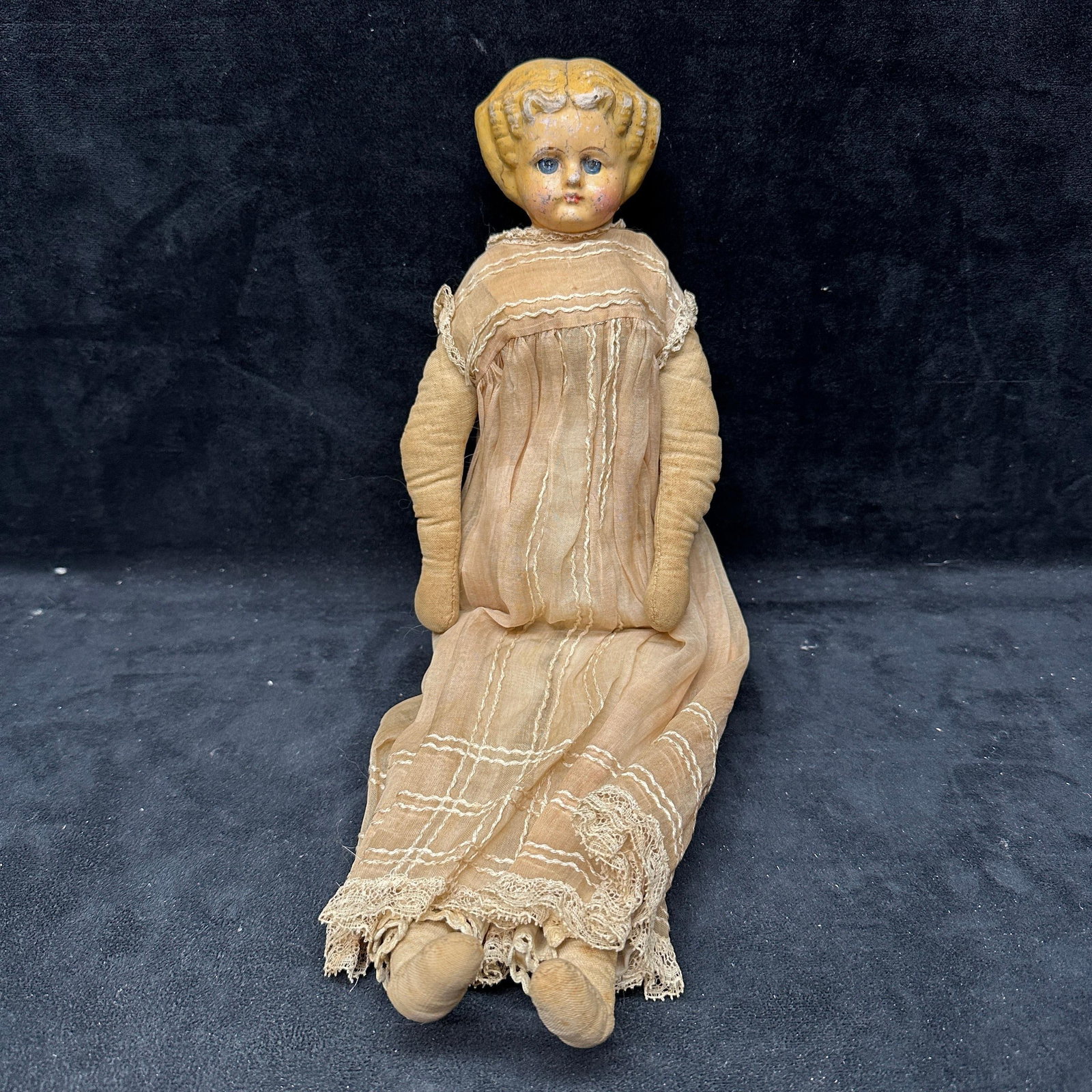 Antique Cloth Body Doll With Composition Head (1 of 6)