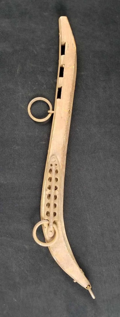 Vintage Wooden and Cast Iron Steel Horse Yoke Harness: This a part of horse or farm animal yoke harness. It is a wooden base with metal attachments. Certainly would make a great wall mount for those who re-purpose out there. In good used condition with so