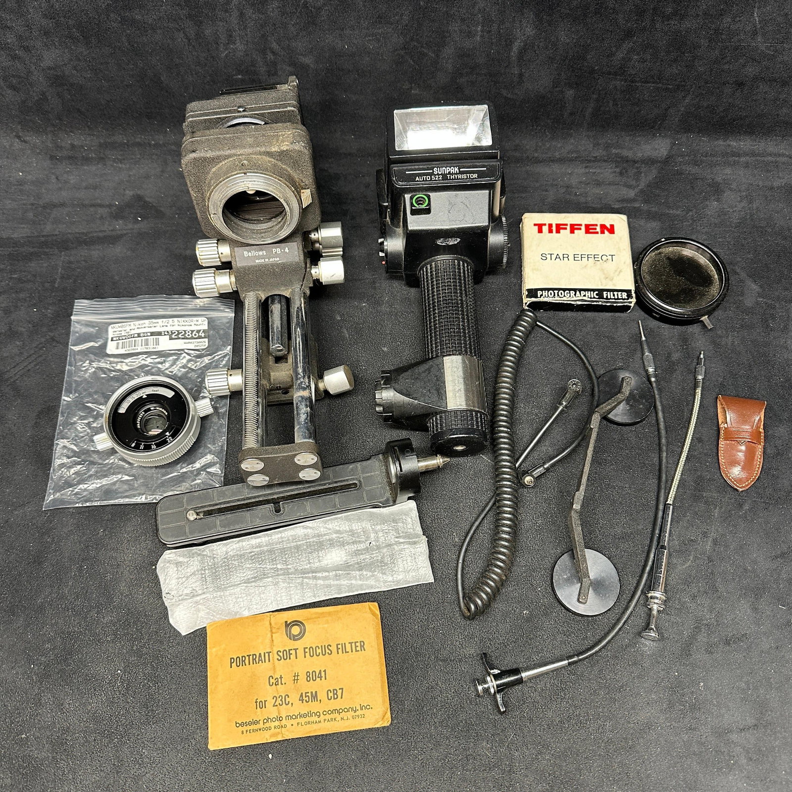 Nikon Bellows PB-4 Camera Accessory Lot With Sunpak Flash Lens And Filters (1 of 6)