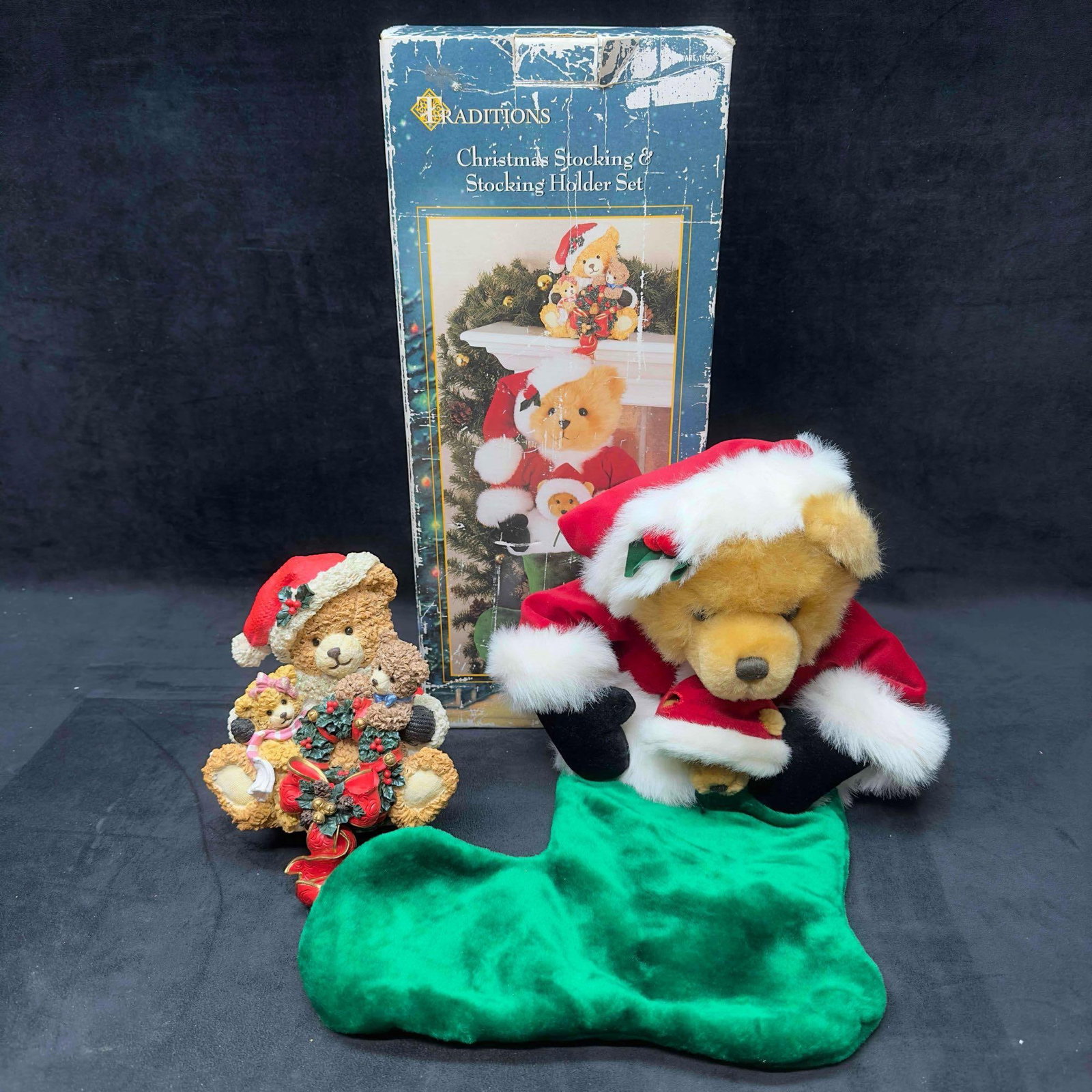 Traditions Christmas Teddy Bear Plush Mantel Hook Stocking Holder Hanger Set (1 of 15)