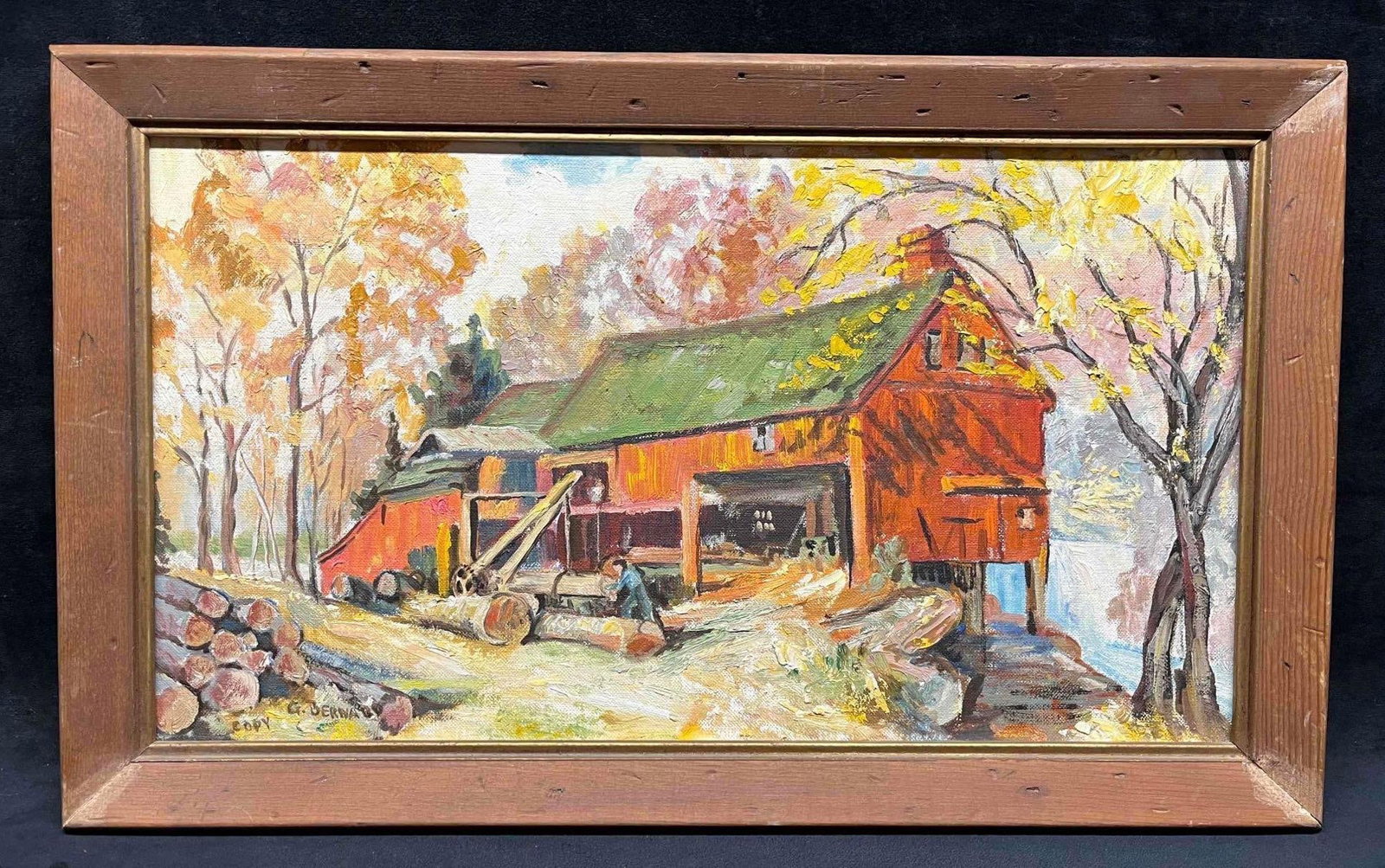 Original Oil On Board Signed Copy G. Bernard: This lot contains a Original Oil On Canvas Signed Copy G. Bernard. The frame is approx 12 1/4" x 20 1/4" while the board is approx 9 3/4" x 17 3/4". The total weight is approx 1.4lbs. Overal