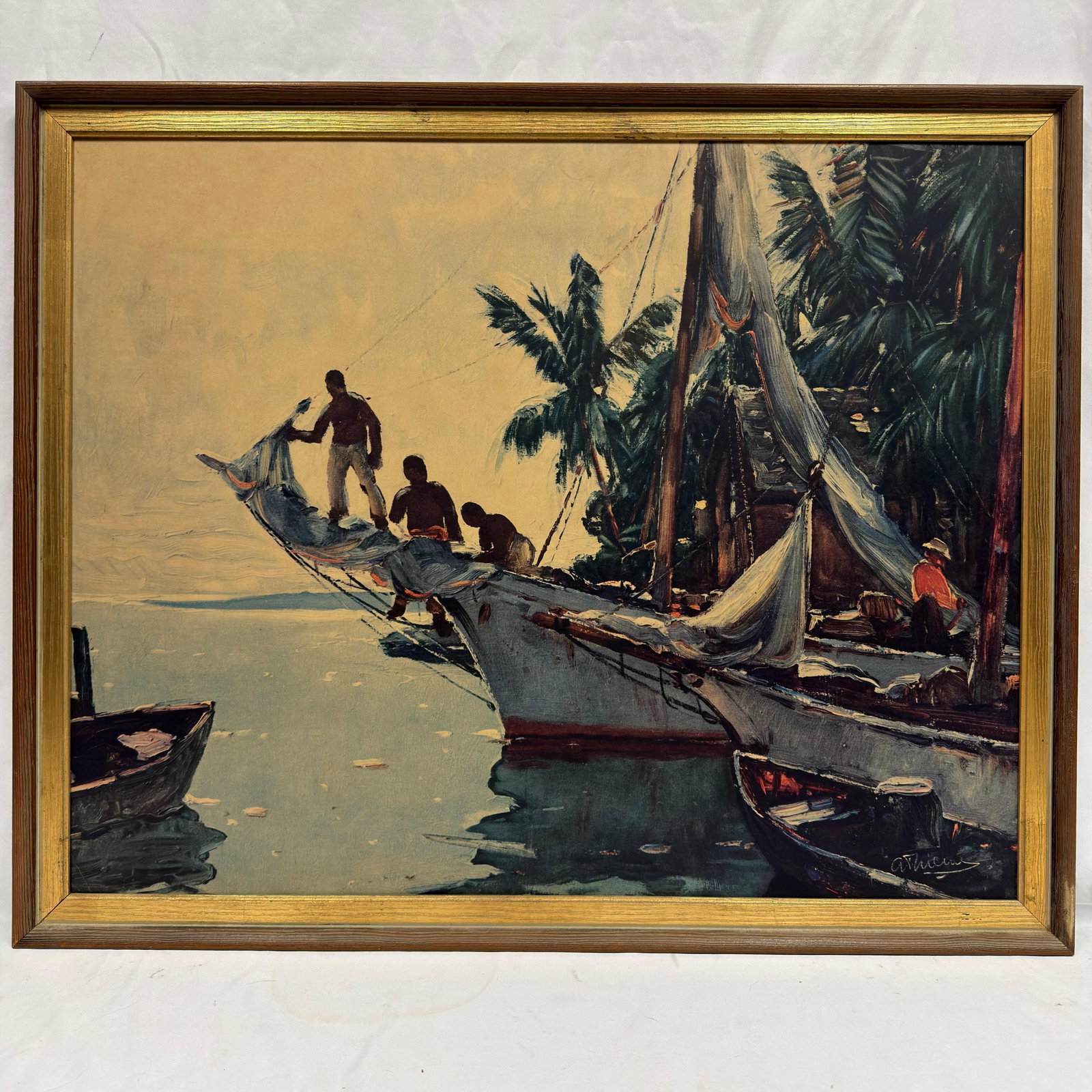 Anthony Thieme Tropical Harbor Fishing Boats Framed Art Print (1 of 3)
