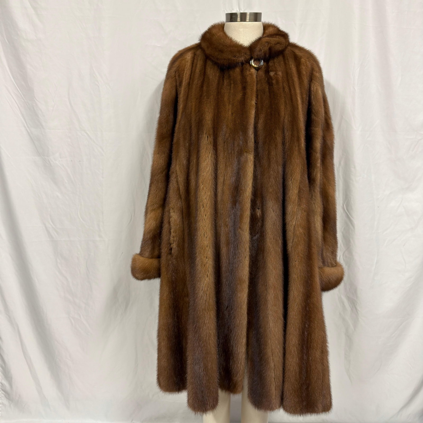 Marten Fur Full Length Coat Rounded Collar Brown Hue (1 of 10)