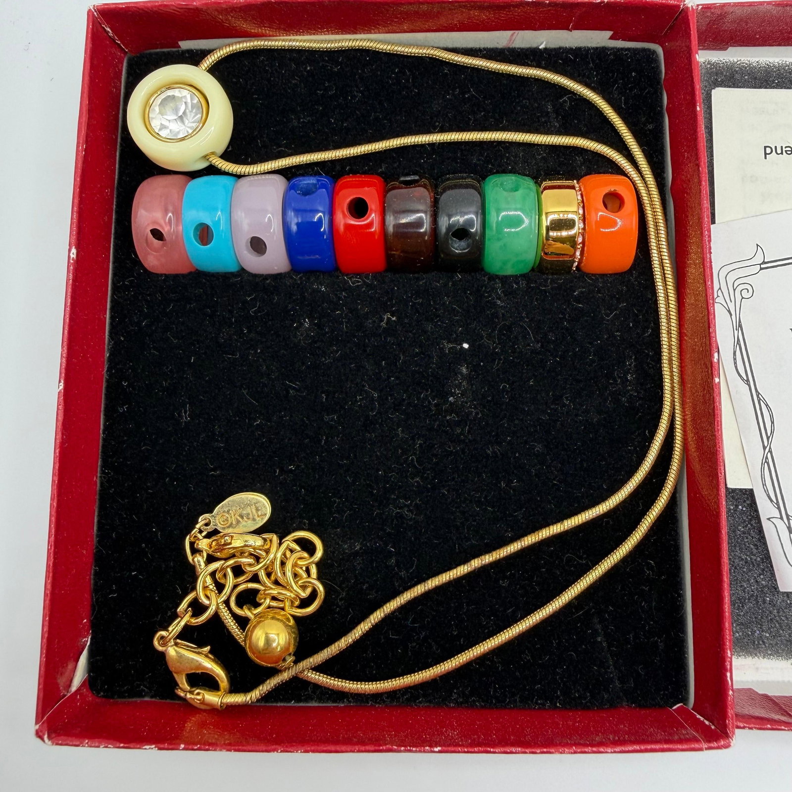 Kenneth Jay Lane Multicolor Bead Pendant Necklace Crystal Charm (1 of 8)