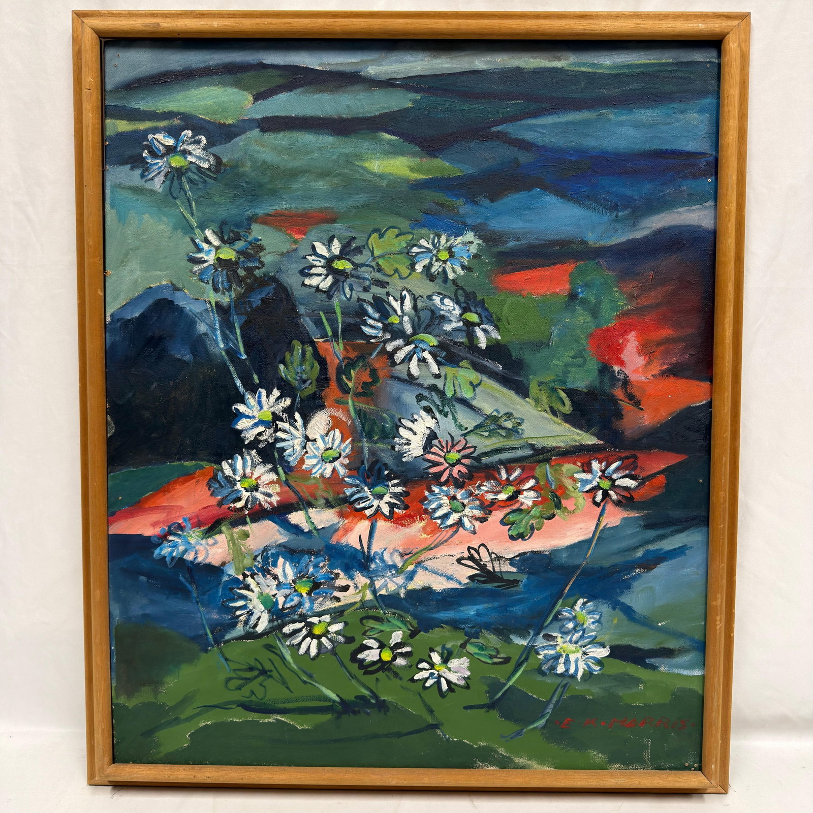 Original Oil on Canvas Daisies Emily Harris Signed Framed (1 of 8)