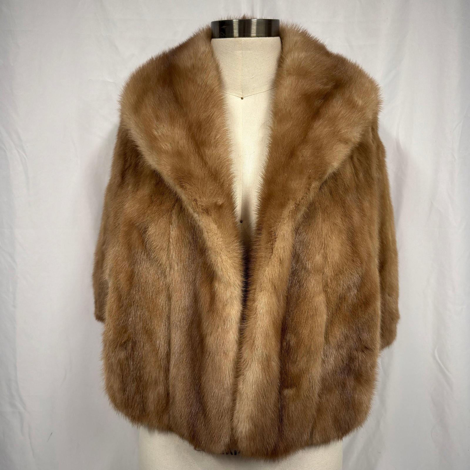 Marten Fur Stole Caramel Hue Shawl Collar Cape Style (1 of 5)