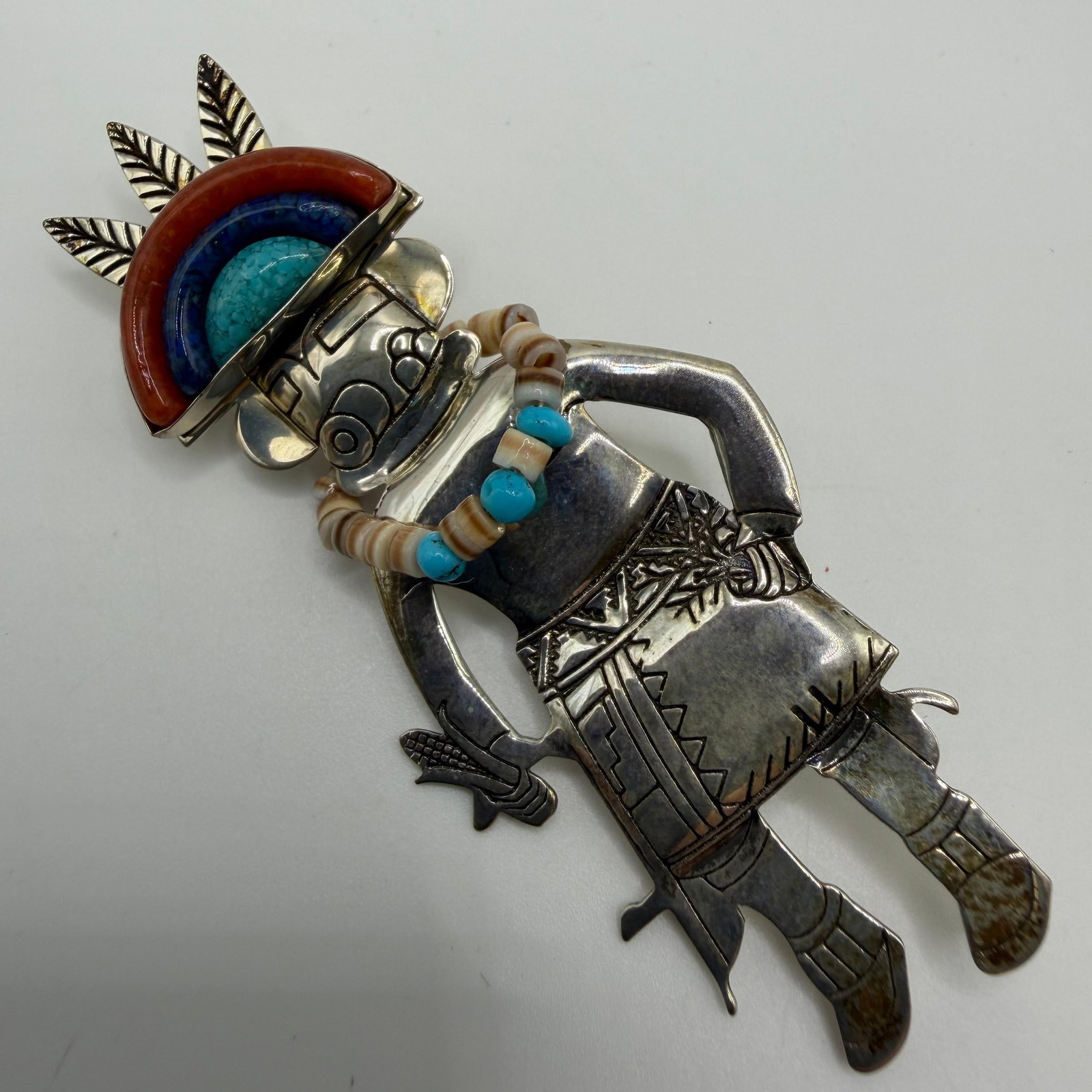 Carolyn Pollack Sterling Silver Native American Kachina Brooch Pendant Multi Stone: This item is in good pre-owned, previously used/displayed condition with noticeable light wear and surface scratches. Please reference all photos for full details. This piece of jewelry has been caref