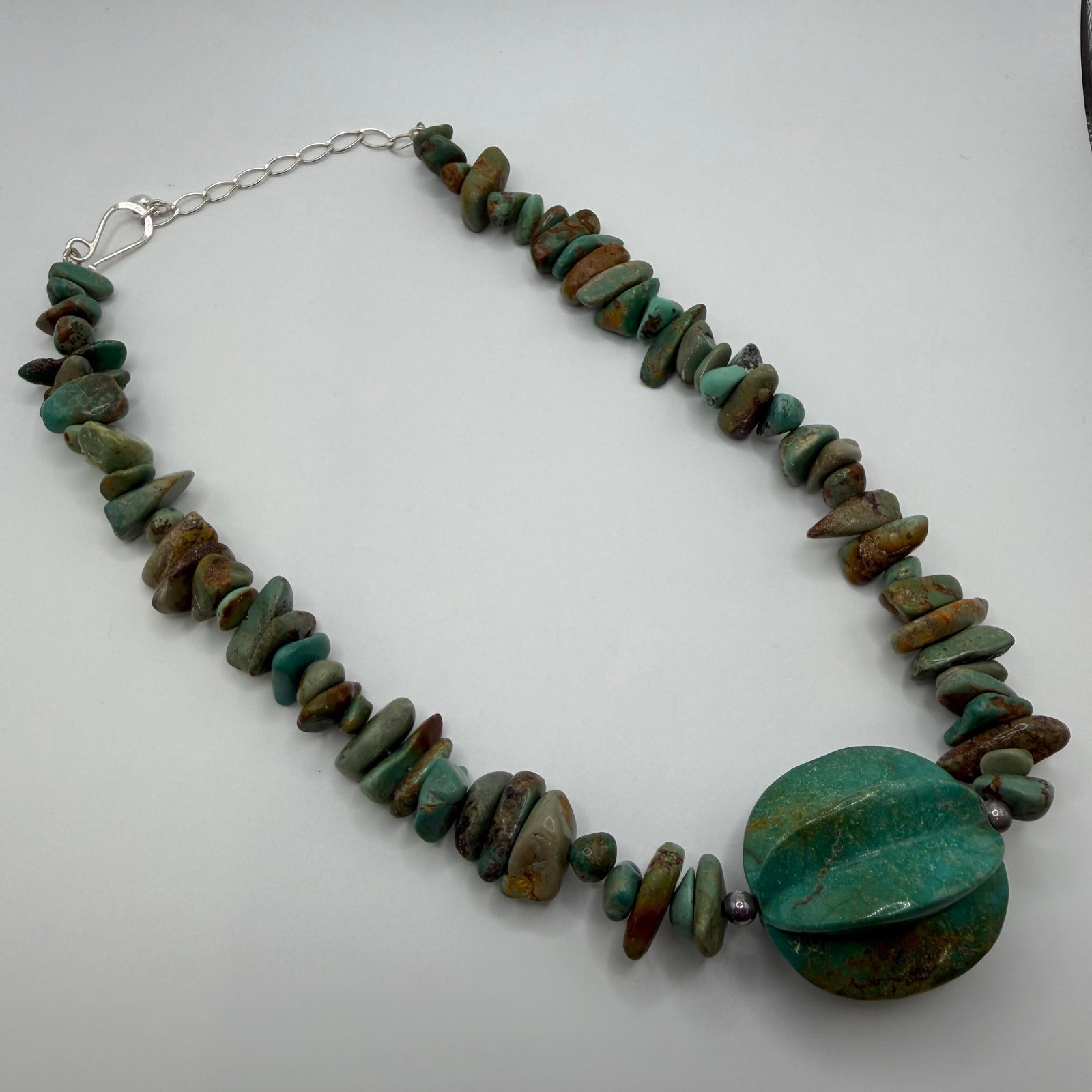 Jay King DTR Green Turquoise Carved Pendant Sterling Silver: This item is in good pre-owned, previously used/displayed condition with noticeable light wear and surface scratches. Please reference all photos for full details. This piece of jewelry has been caref