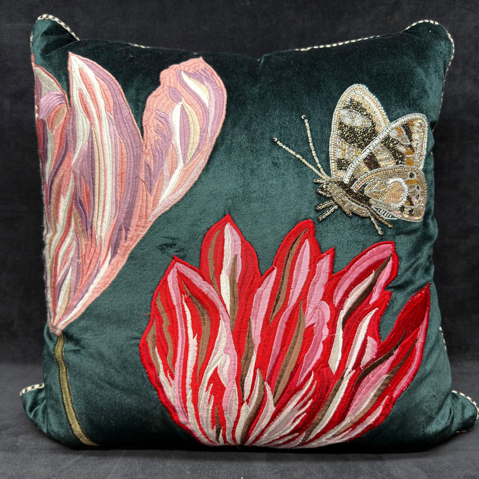 MacKenzie Childs Amsterdam Square Embroidered Velvet Accent Pillow (1 of 8)