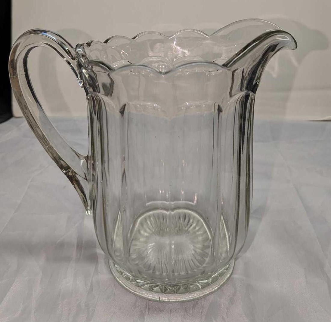 Vintage Colonial Panel Pattern Clear Glass Pitcher - 2