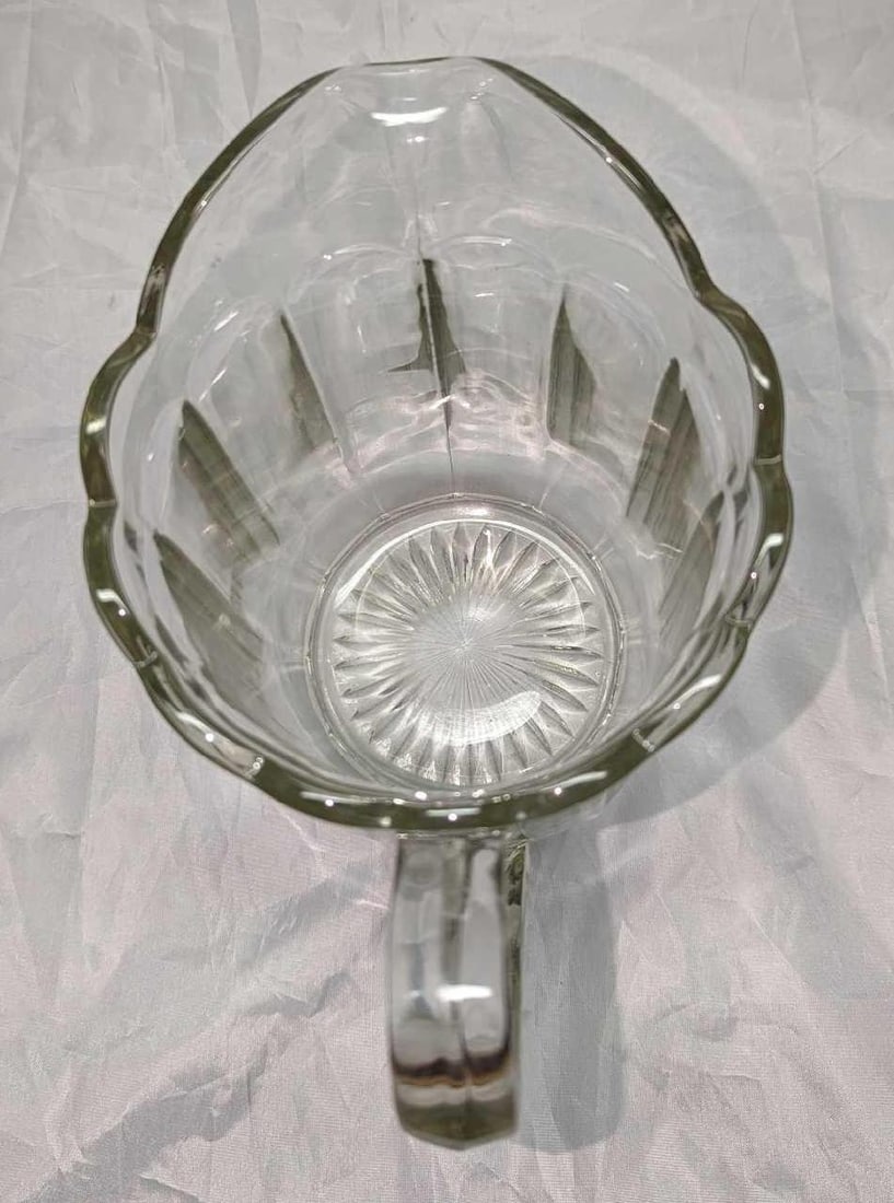 Vintage Colonial Panel Pattern Clear Glass Pitcher - 3