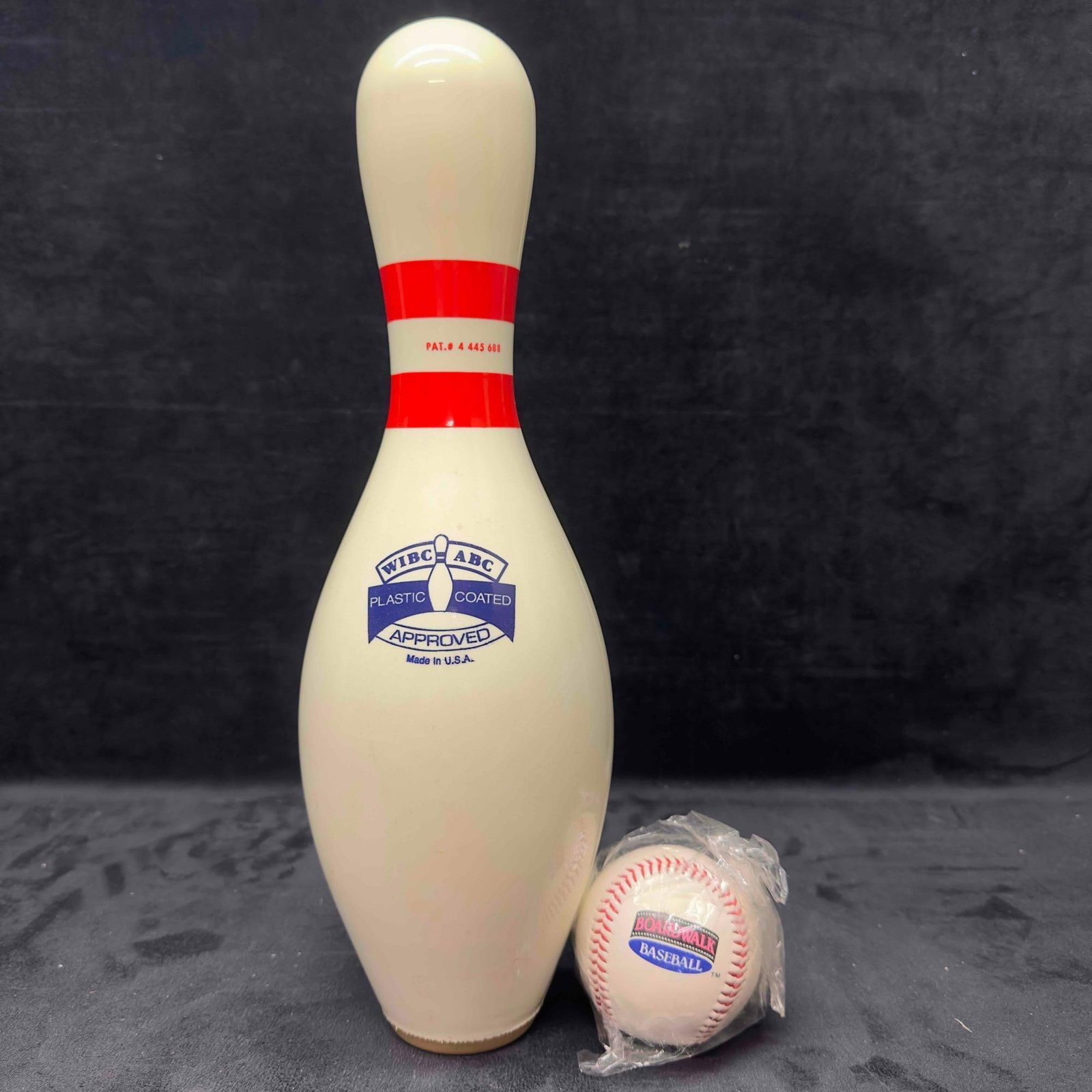 Amflite ii AMF Controlled Weight Bowling Pin Plastic Coated White and Boardwalk Baseball Sporting: Amflite ii AMF Controlled Weight Bowling Pin Plastic Coated White and Boardwalk Baseball Sporting Goods. This sporting goods lot includes a new Boardwalk baseball sealed and a used AMF plastic wooden 